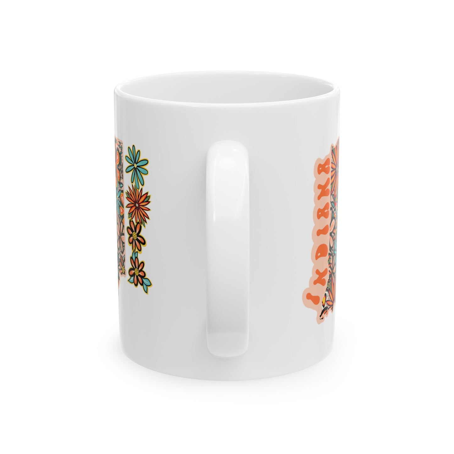 Retro 70s Flowers Indiana Ceramic Mug 11 oz and 15 oz