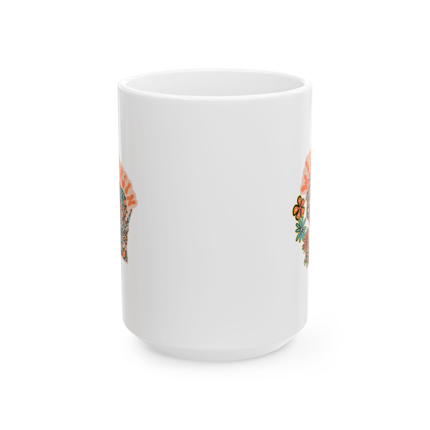 Retro 70s Flowers Wisconsin Ceramic Mug 11 oz and 15 oz