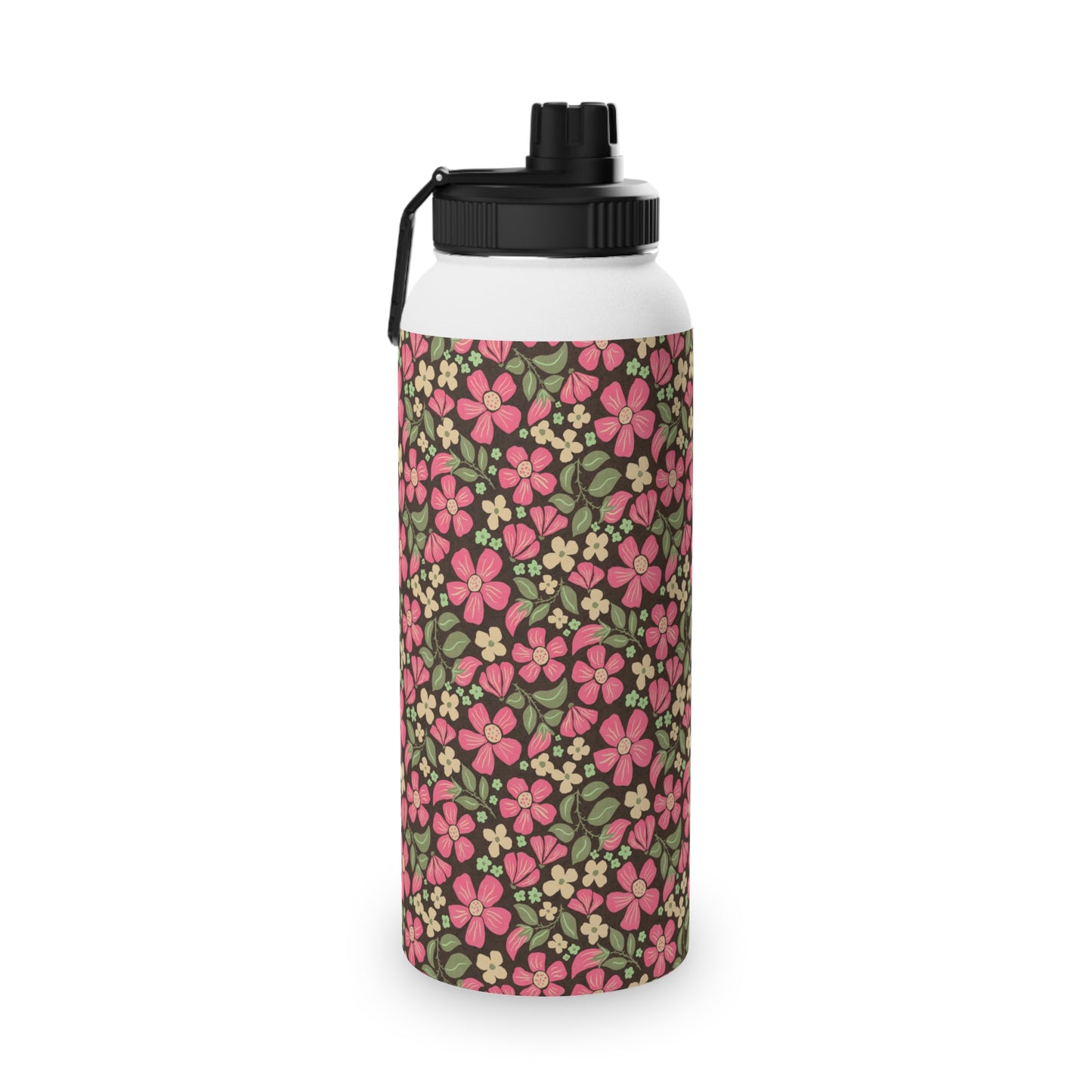 Wild Rose Meadow Water Bottle – Stainless Steel Sports Lid