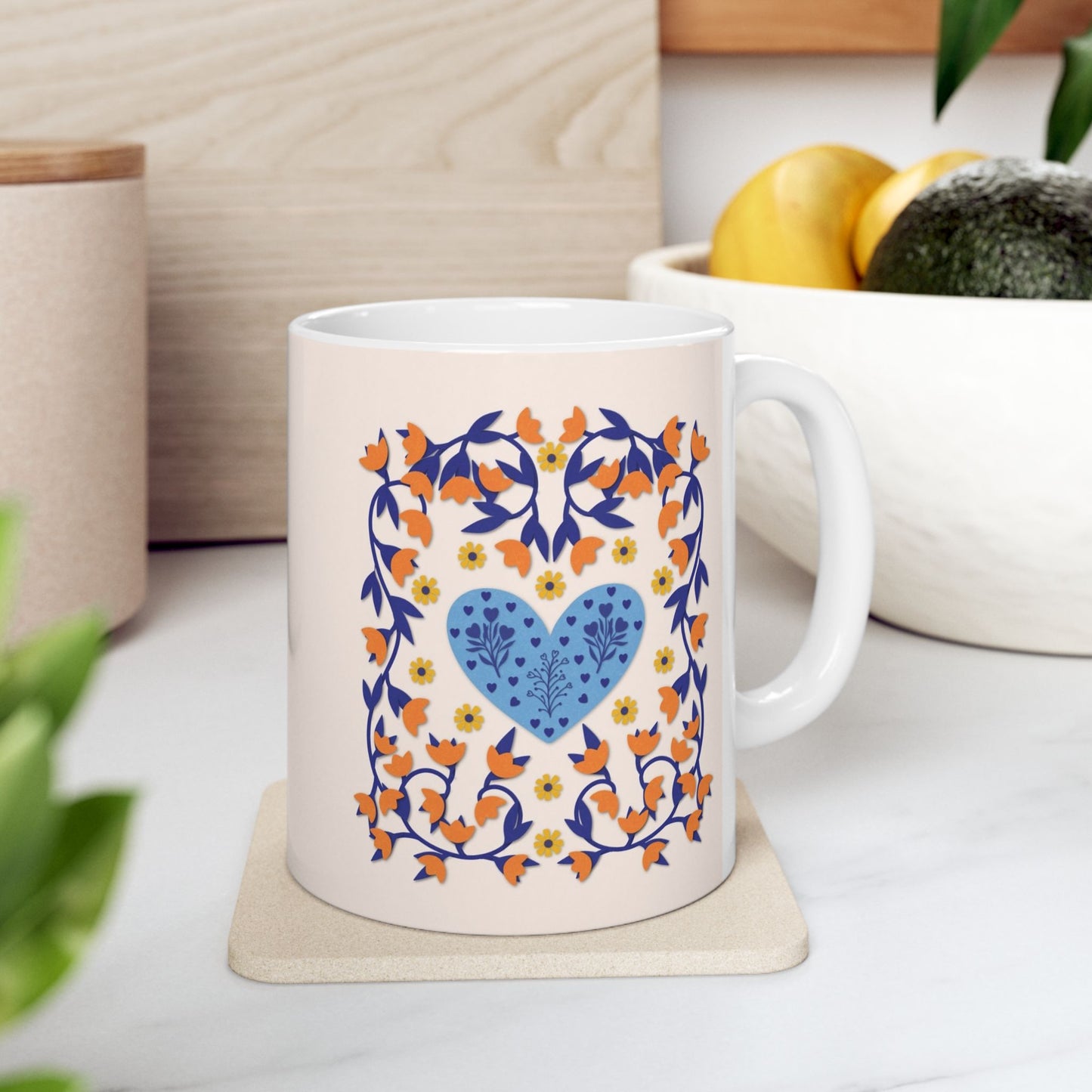 Hygge Hearts and Flowers Ceramic Mug 11oz & 15oz