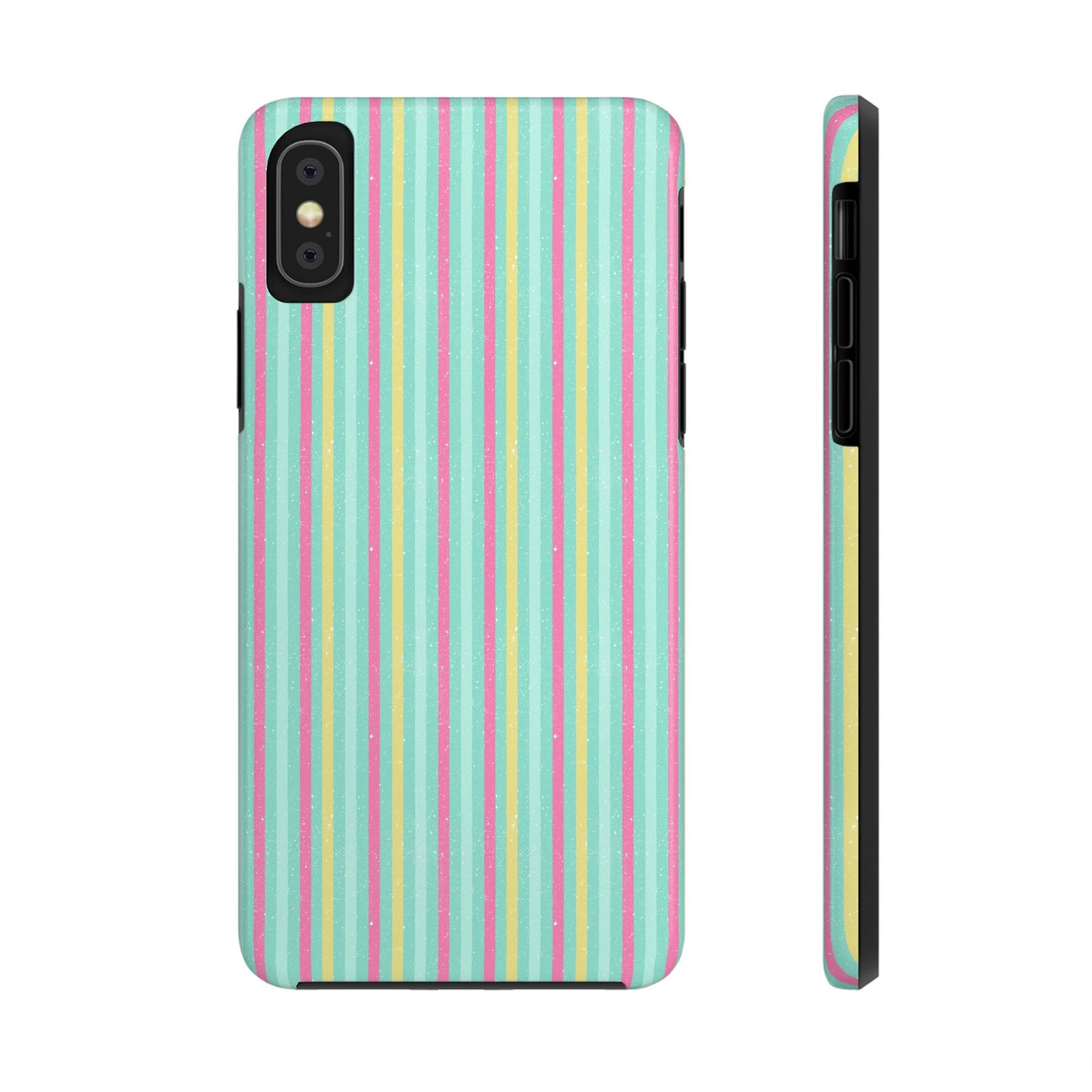 Pastel Christmas Stripes on Turquoise Tough Phone Cases