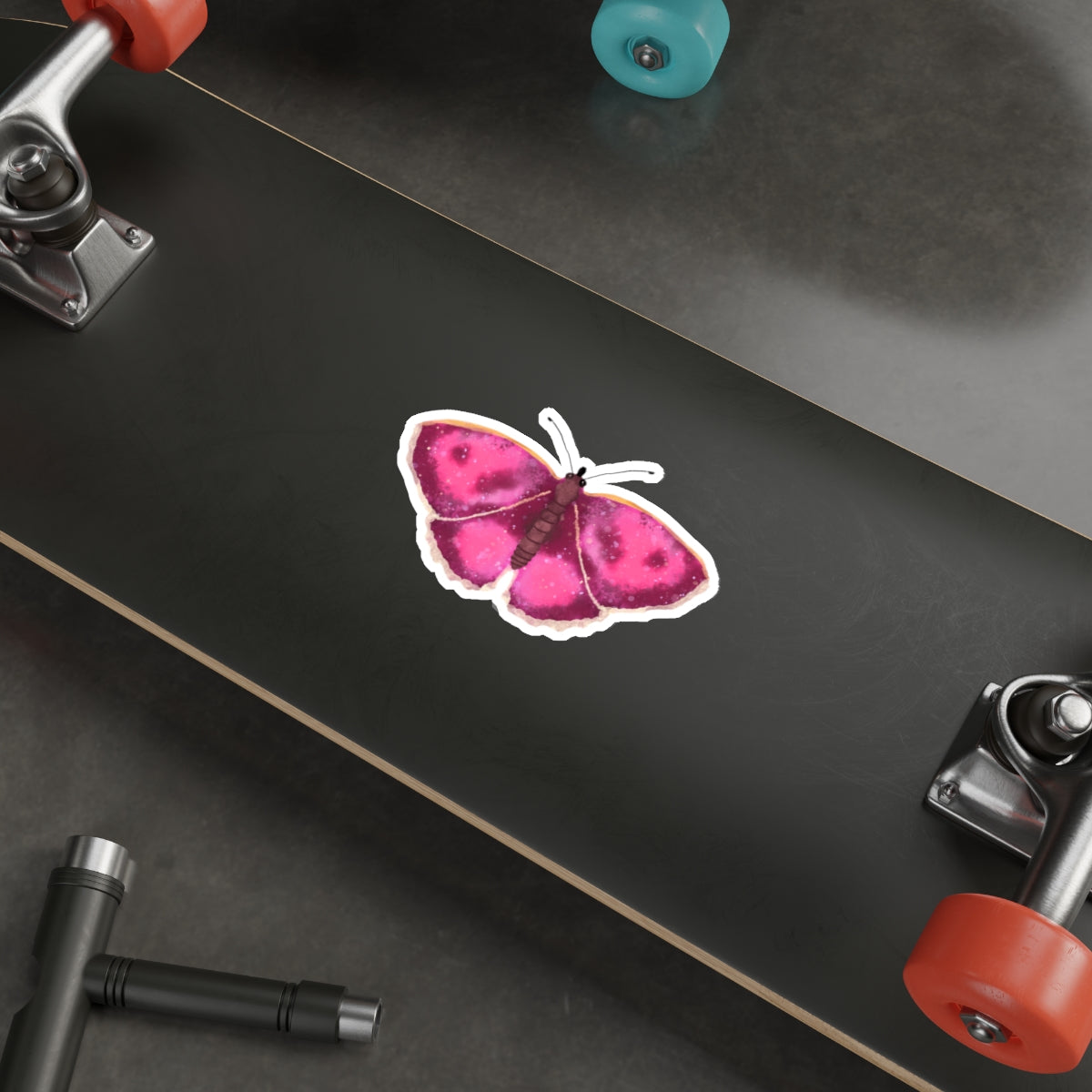 Watercolor Moth in Pink Die Cut Sticker