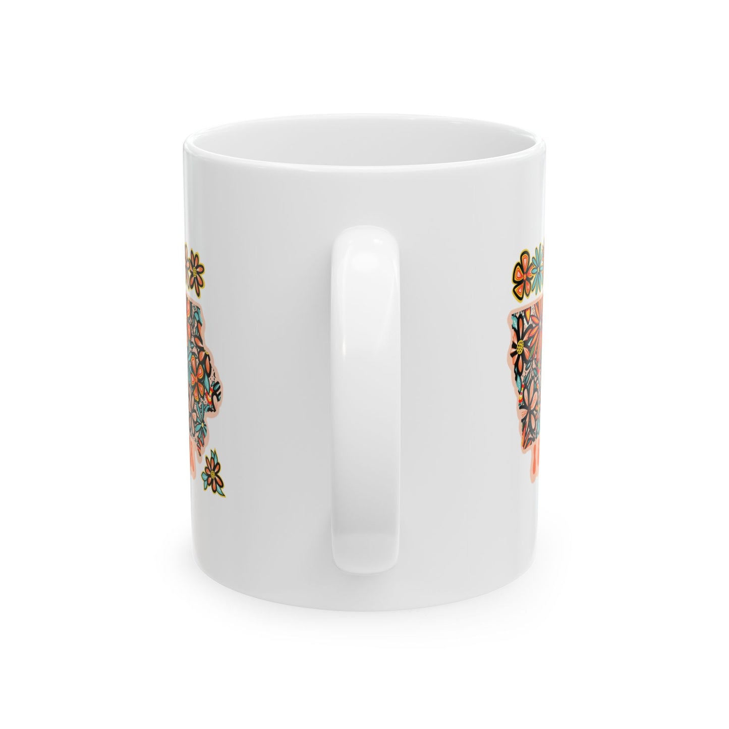 Retro 70s Flowers Iowa Ceramic Mug 11 oz and 15 oz