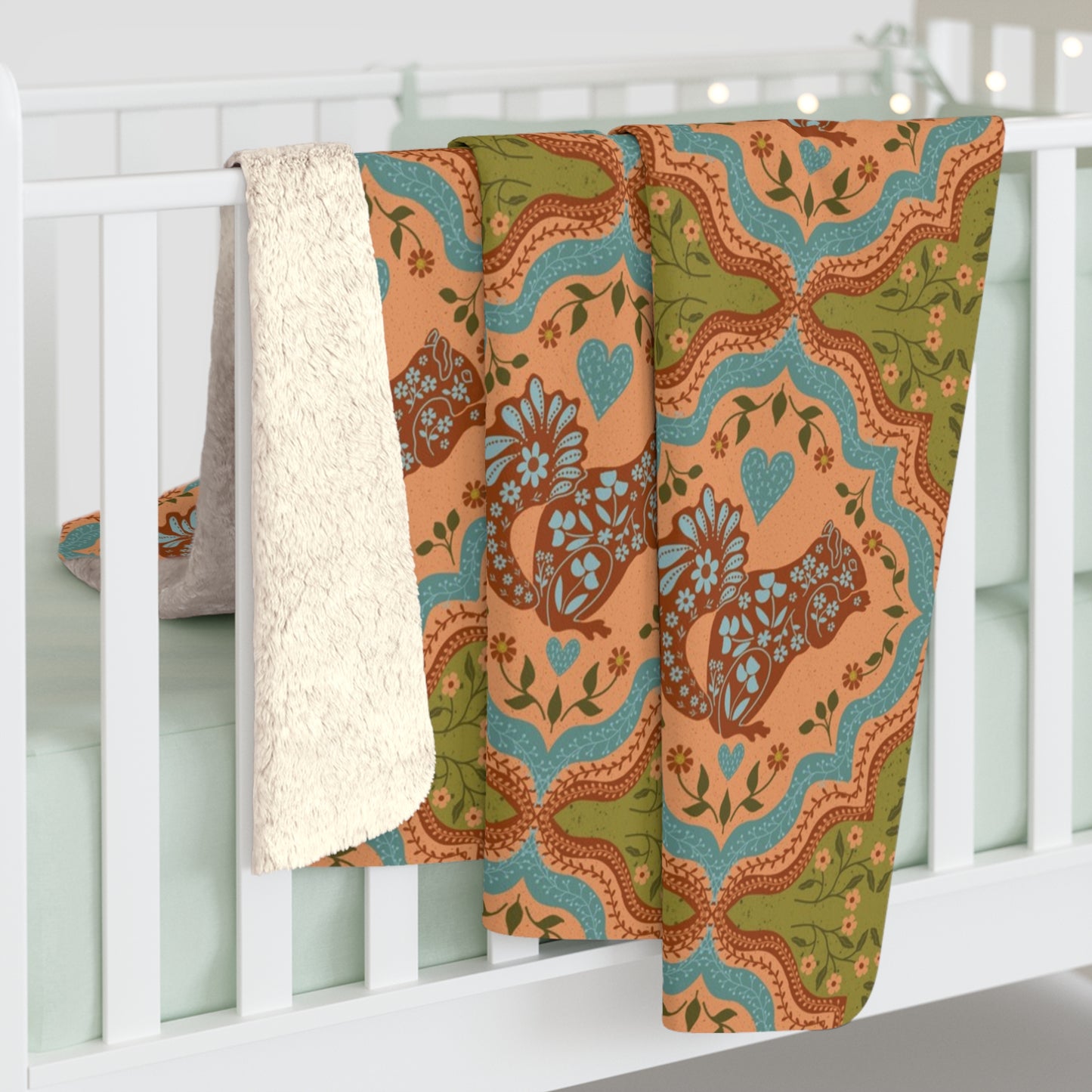 Scandi Woodland Squirrel Sherpa Fleece Blanket