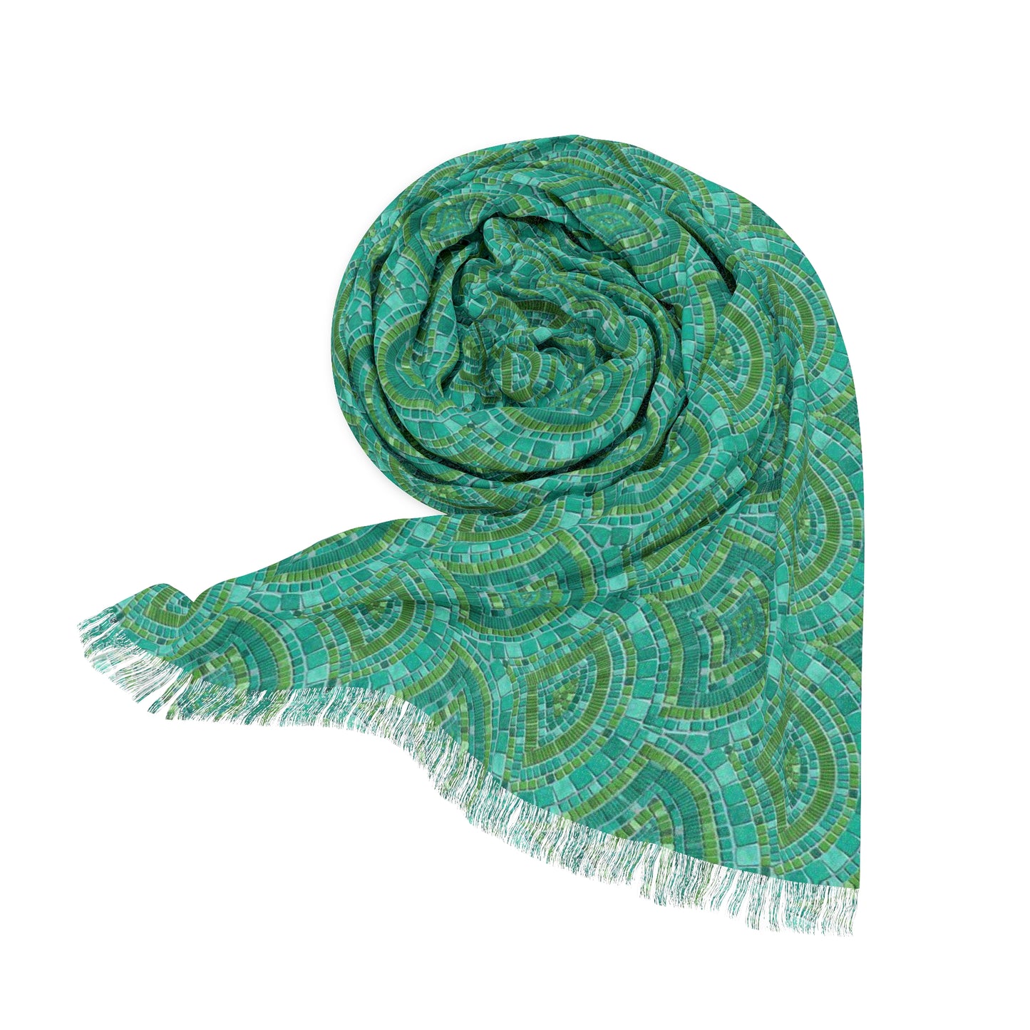 Hibiscus Garden Mosaic Tile Scallops Light Scarf