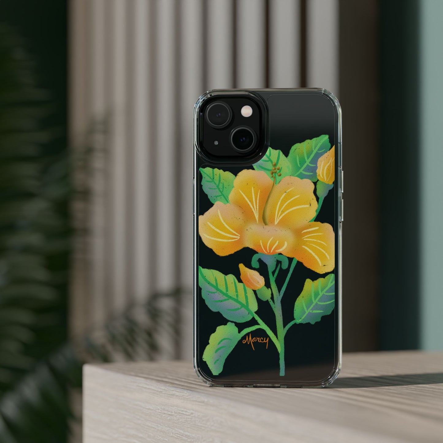 Yellow Hibiscus Blossom Clear Cases