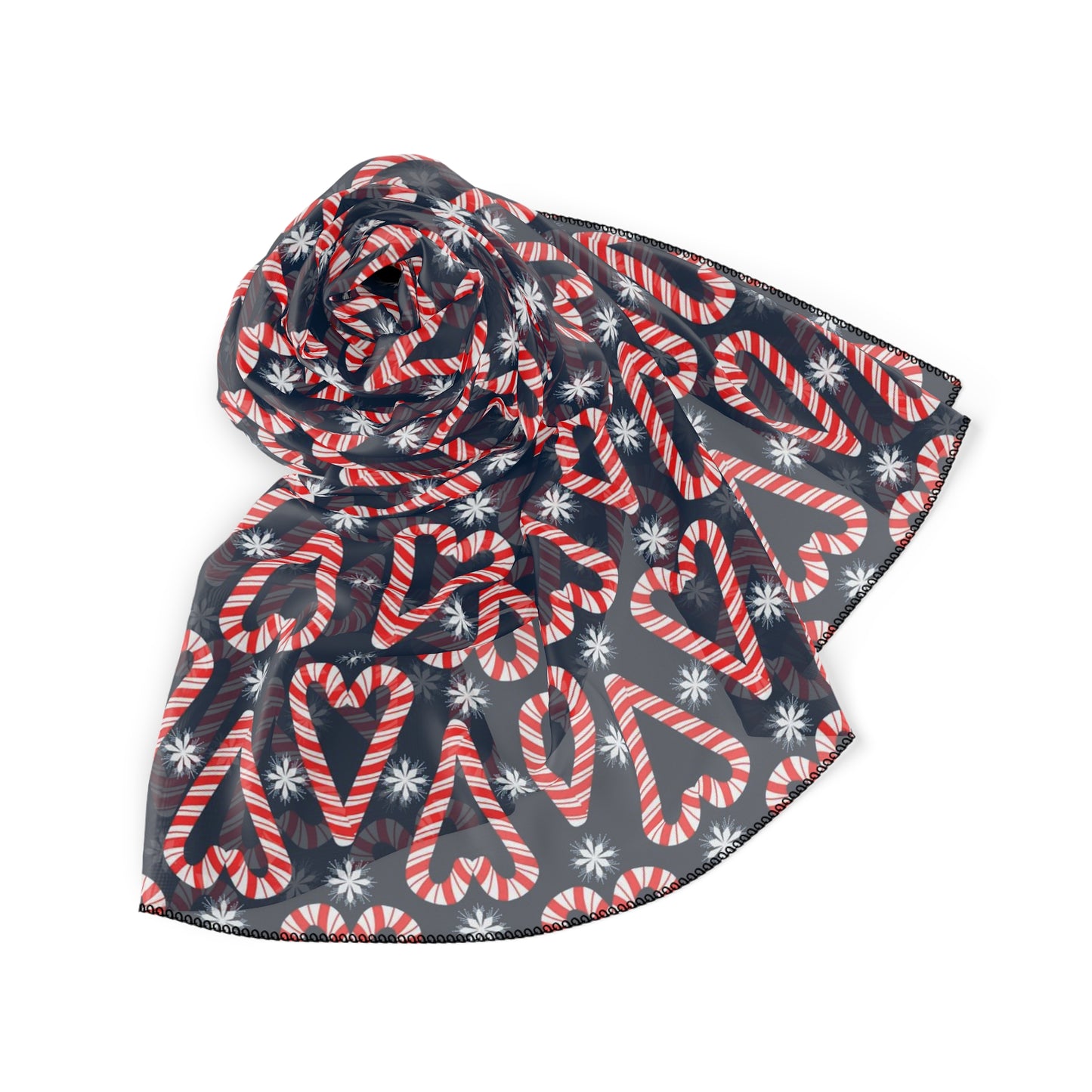 Candy Cane Hearts Square Poly Scarf