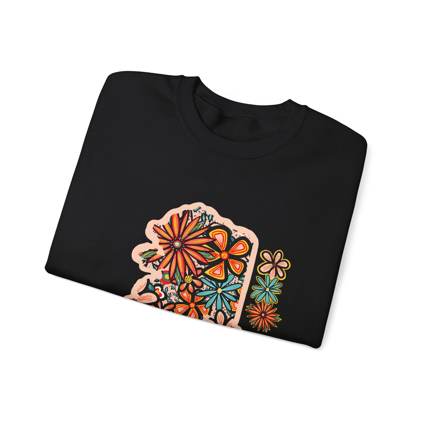 Retro 70s Flowers Alaska State Design — Heavy Blend™ Crewneck Sweatshirt