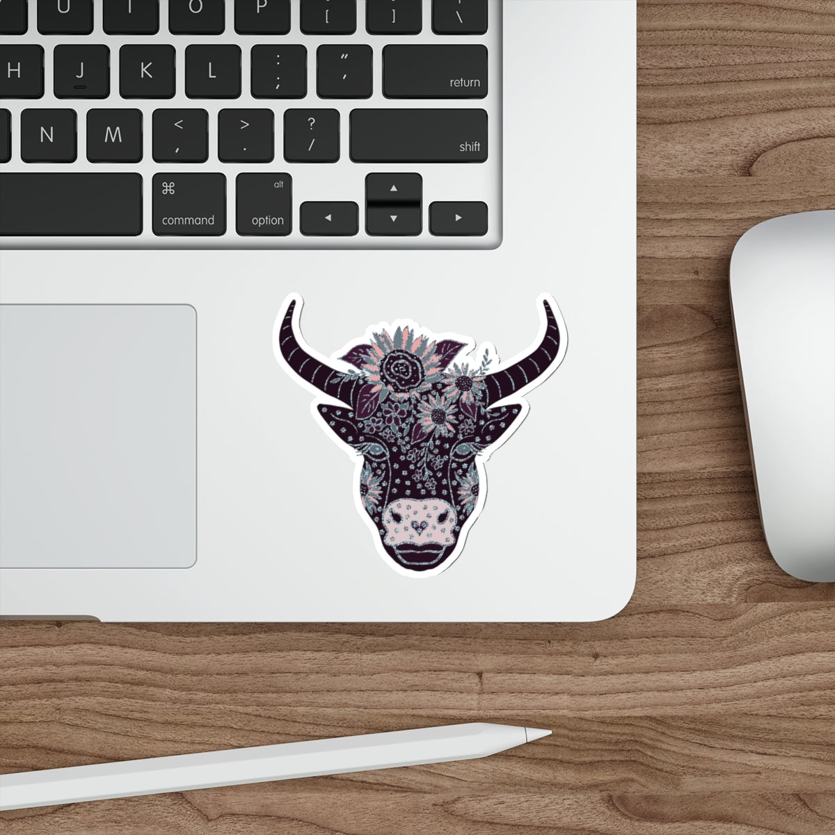 Floral Cow Ellie Die-Cut Sticker