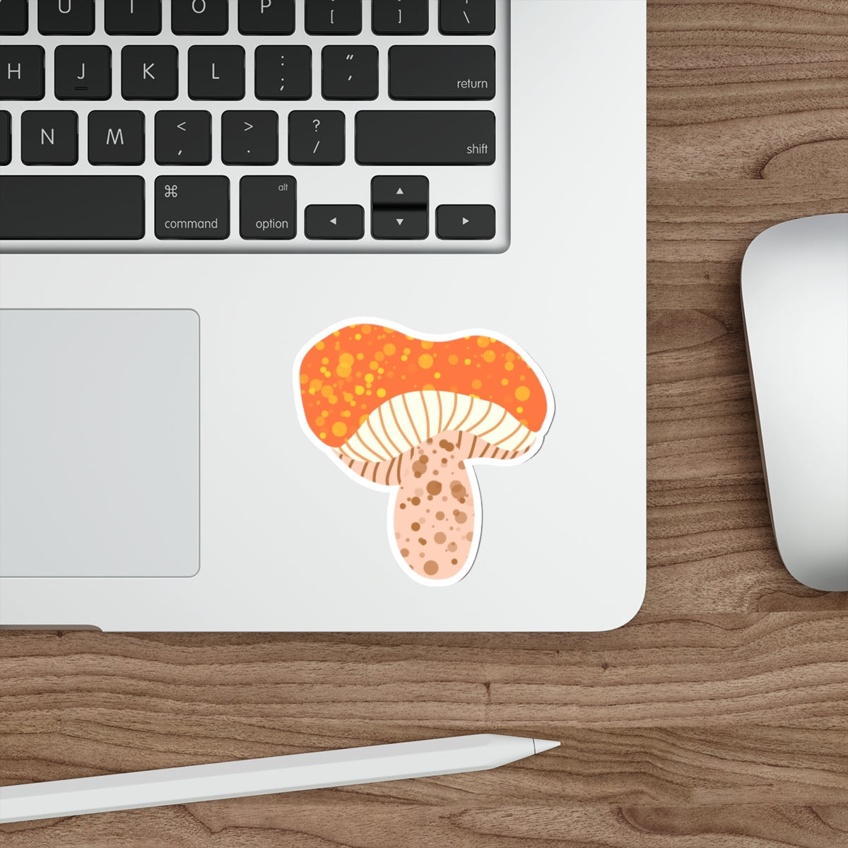 70s Groove Orange and Tan Spotted Mushroom Die Cut Sticker