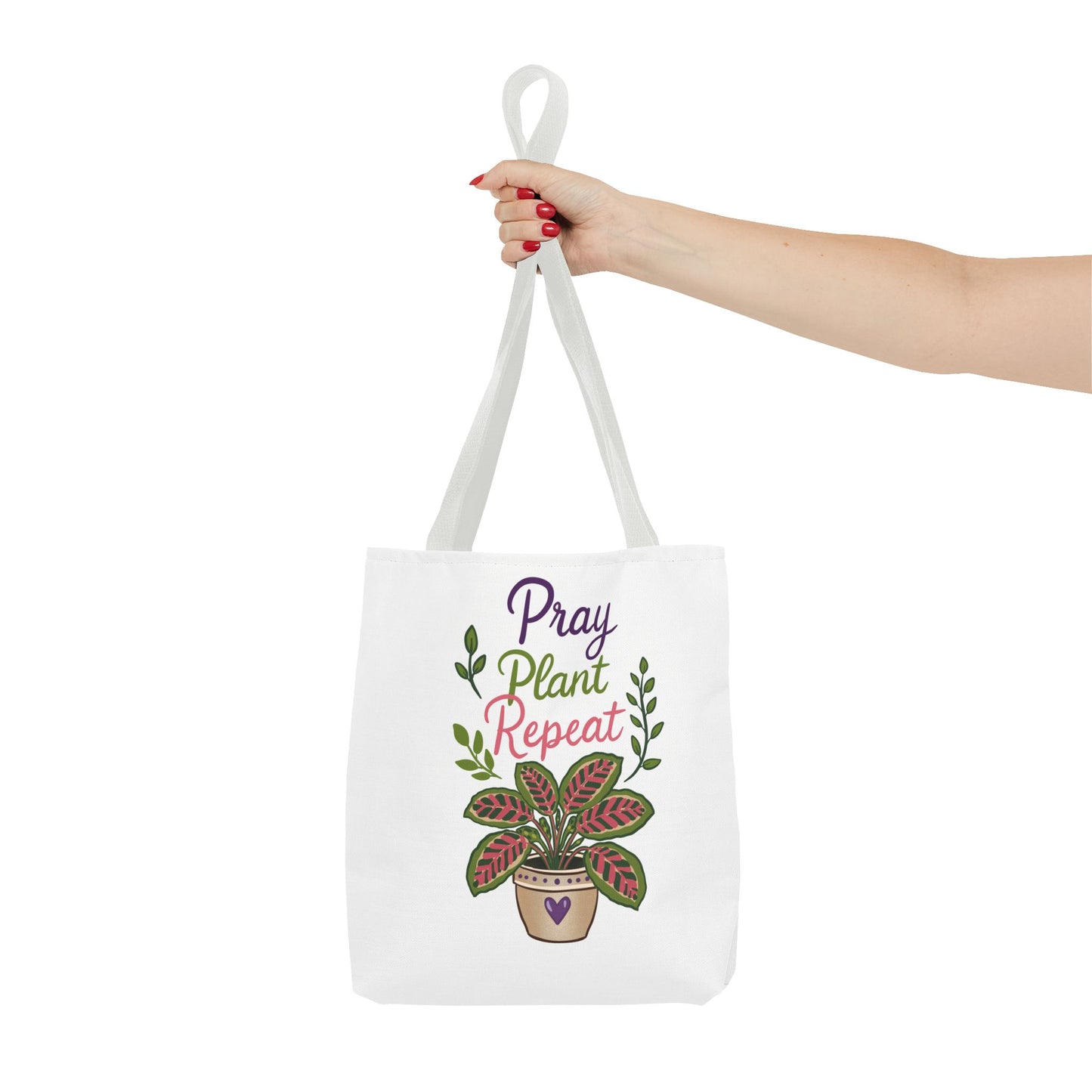 Pray Plant Repeat Tote Bag – Botanical Faith Canvas Shopper