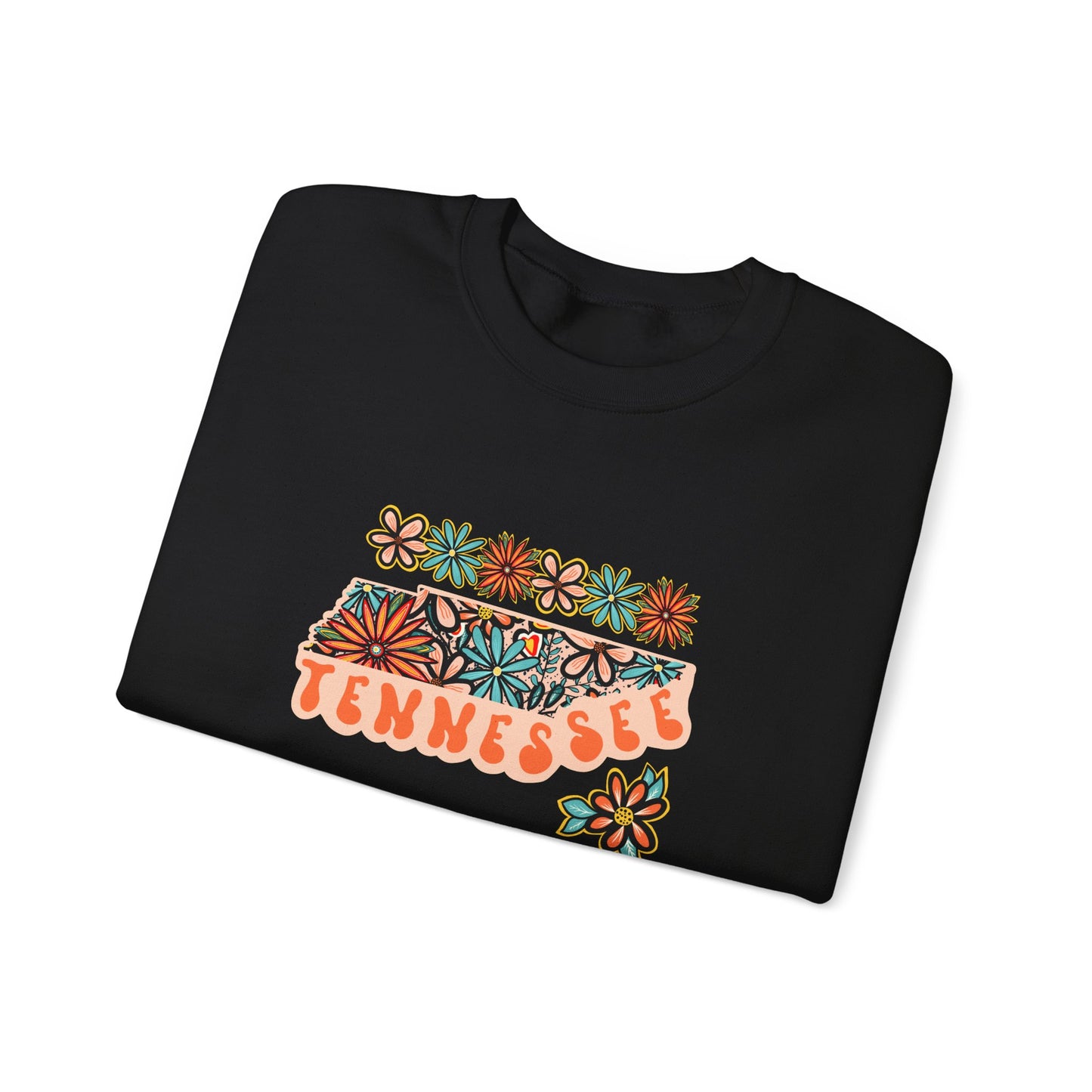 Retro 70s Flowers Tennessee State Design — Heavy Blend™ Crewneck Sweatshirt