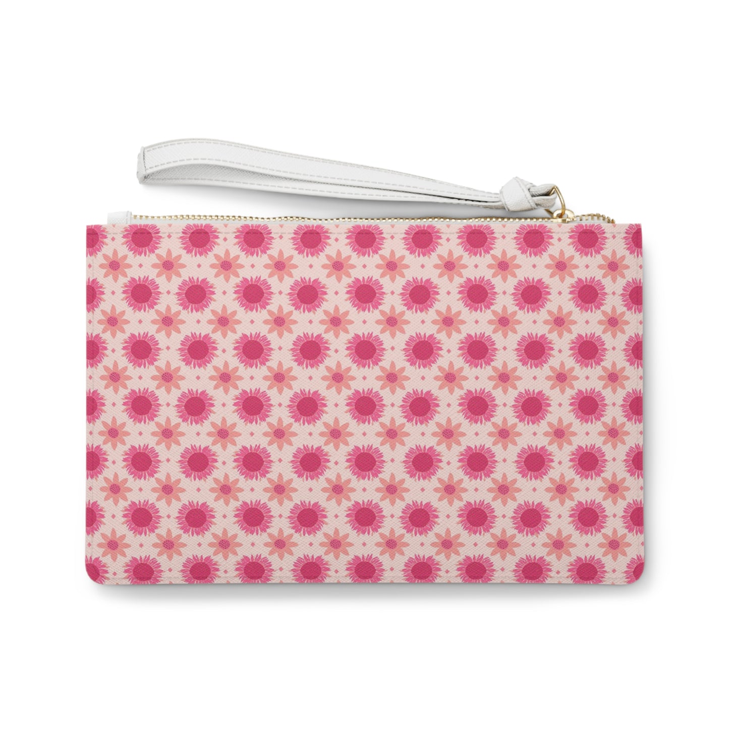 Retro Pink Sunflowers Clutch Bag