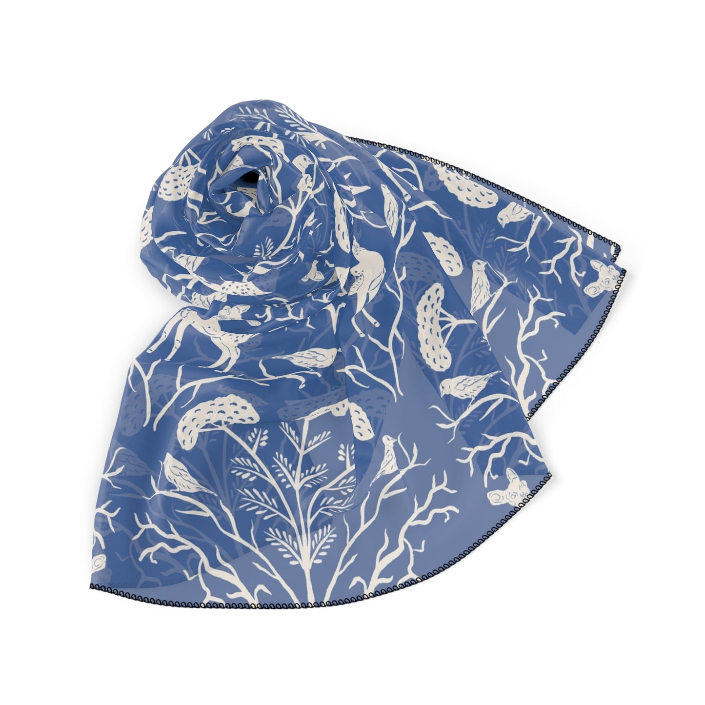 Appalachian Yarrow, Deer, and Goldfinches Square Poly Scarf