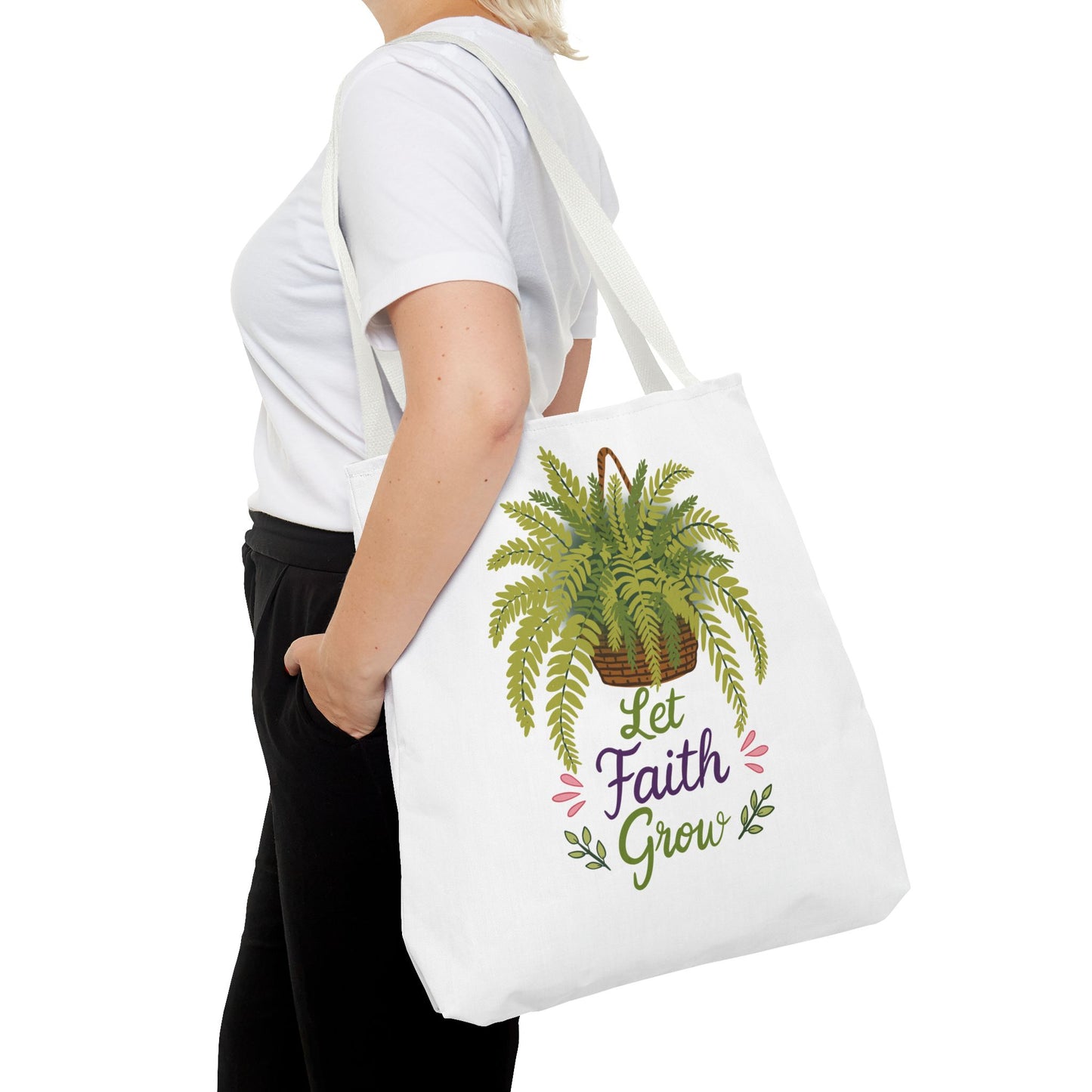 Let Faith Grow Tote Bag — Botanical Hanging Fern Spiritual Tote