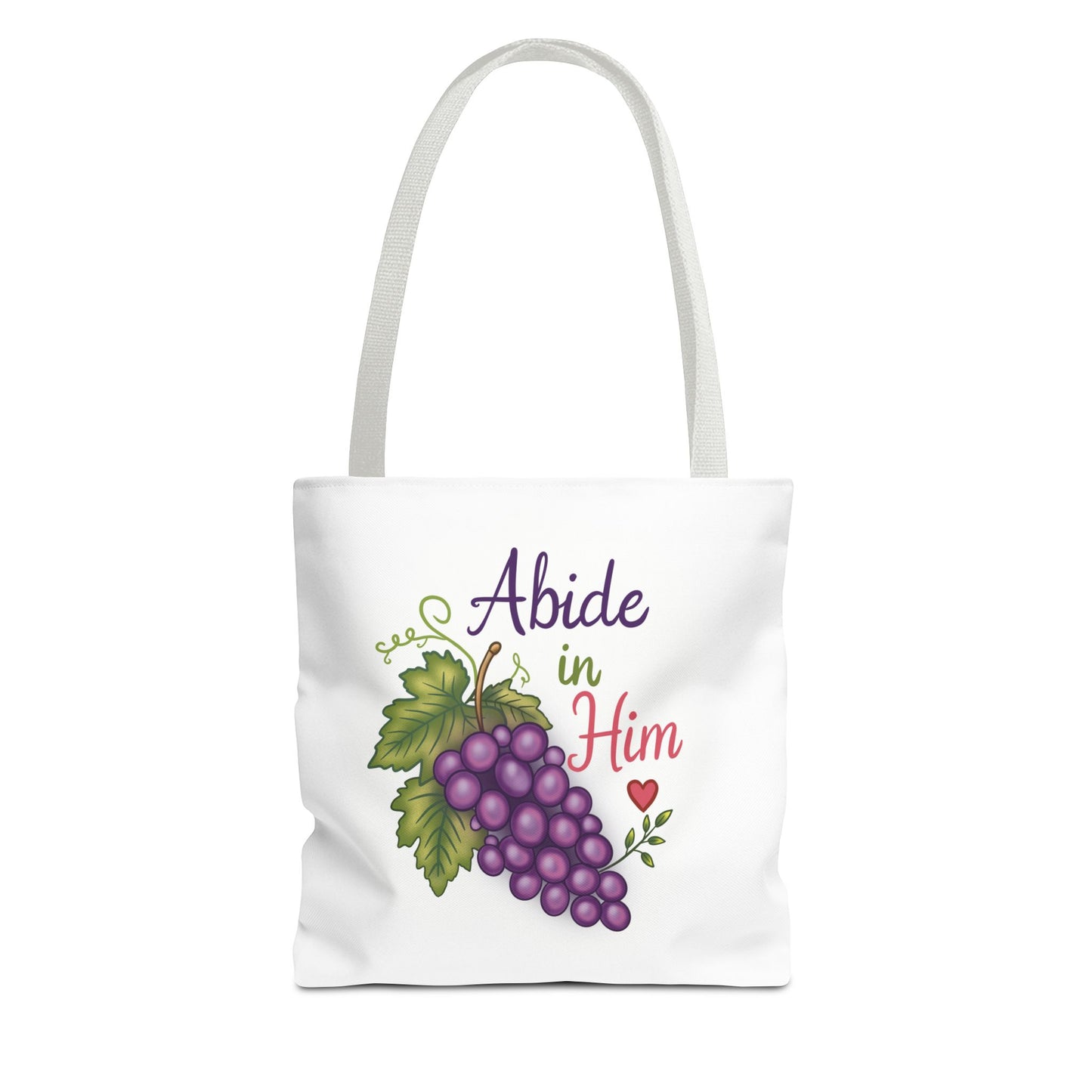 Abide in Him Tote Bag — Christian Inspirational Grape Design