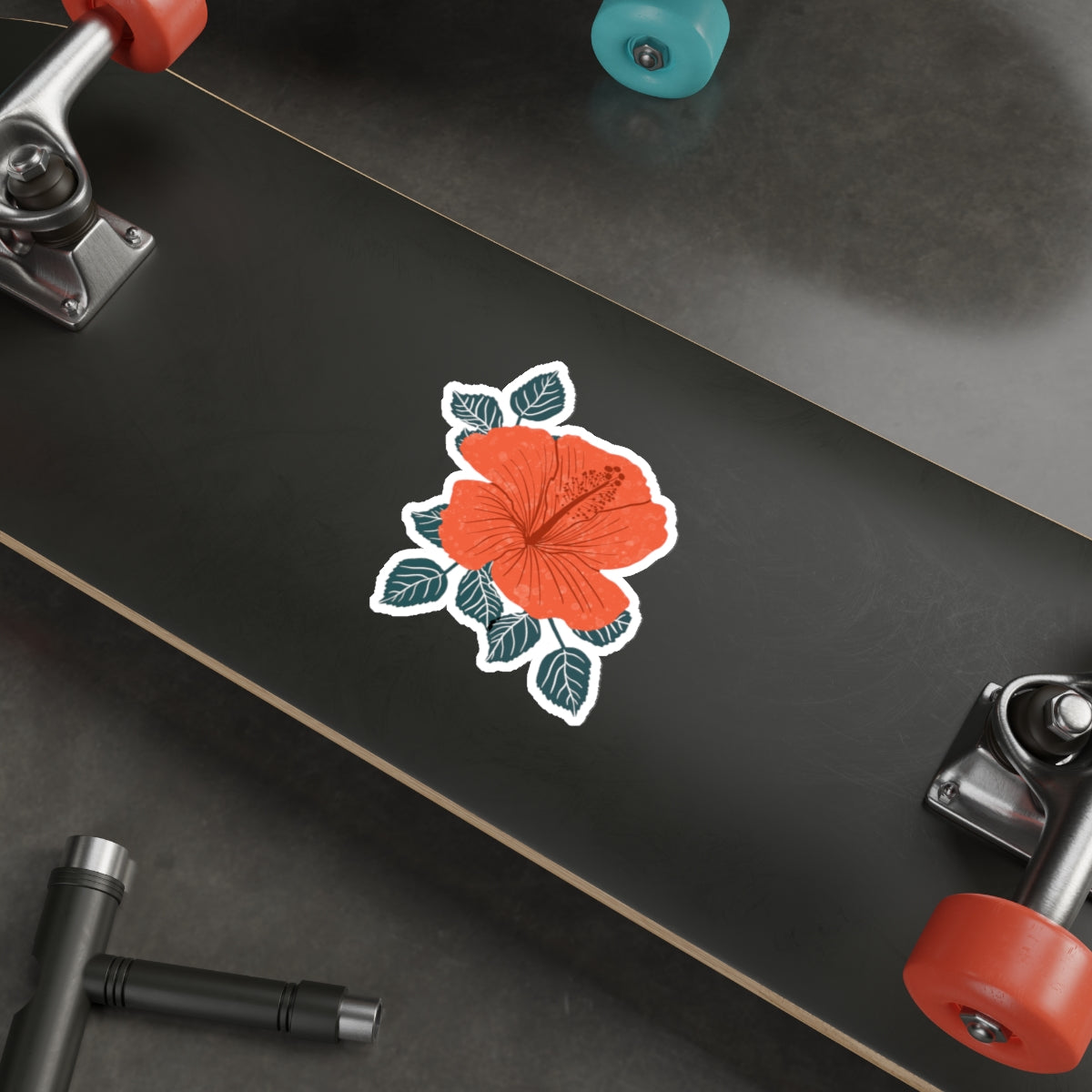 Orange Hibiscus Die Cut Sticker