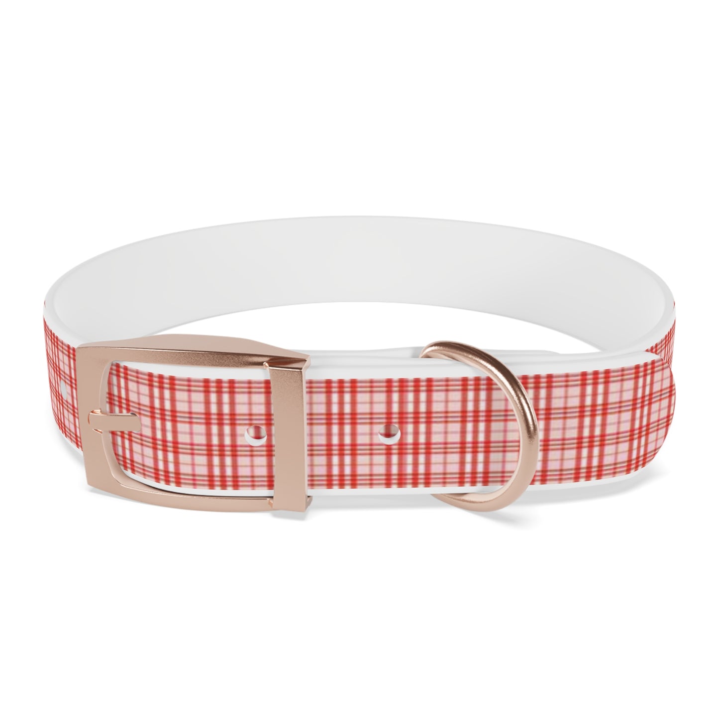 Red and White Plaid Dog Collar