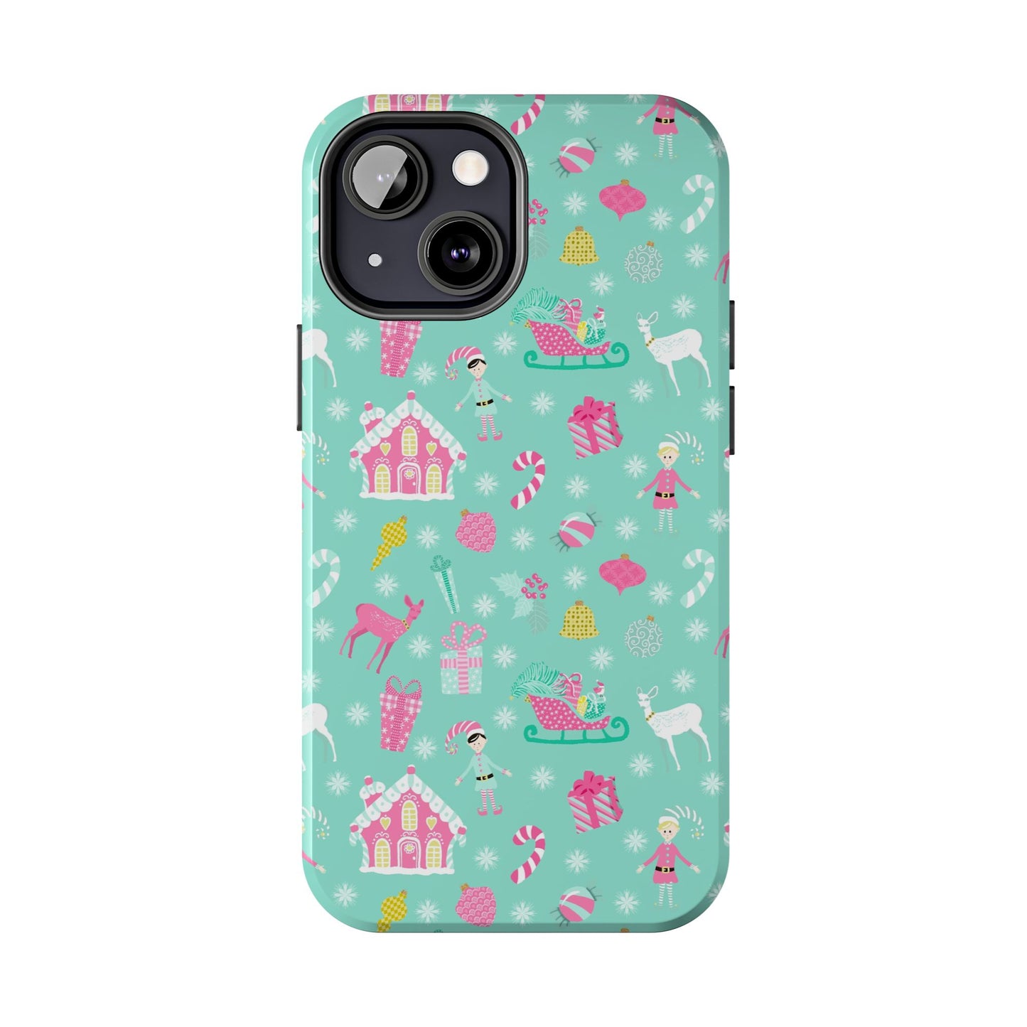 Pastel Christmas on Turquoise Tough Phone Cases