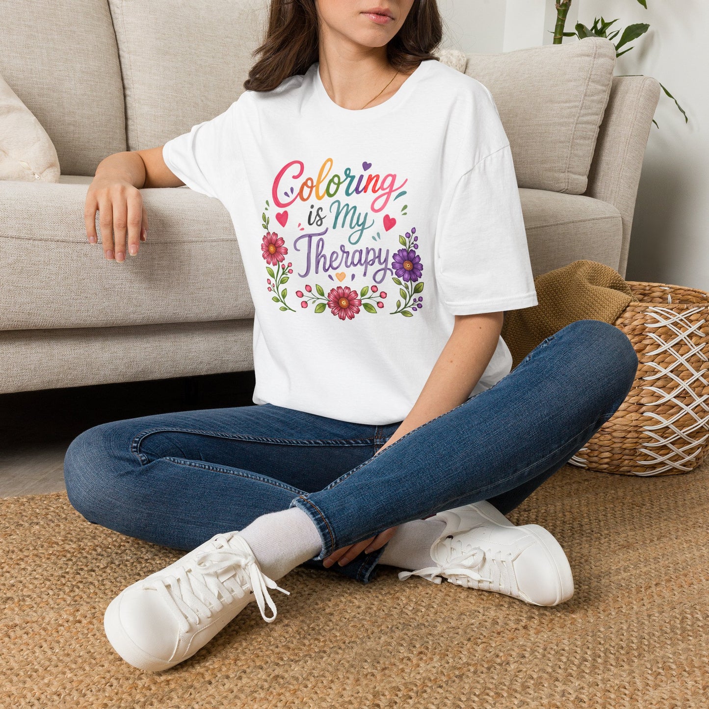 Coloring Is My Therapy T-Shirt — Floral Adult Coloring Hobby Tee