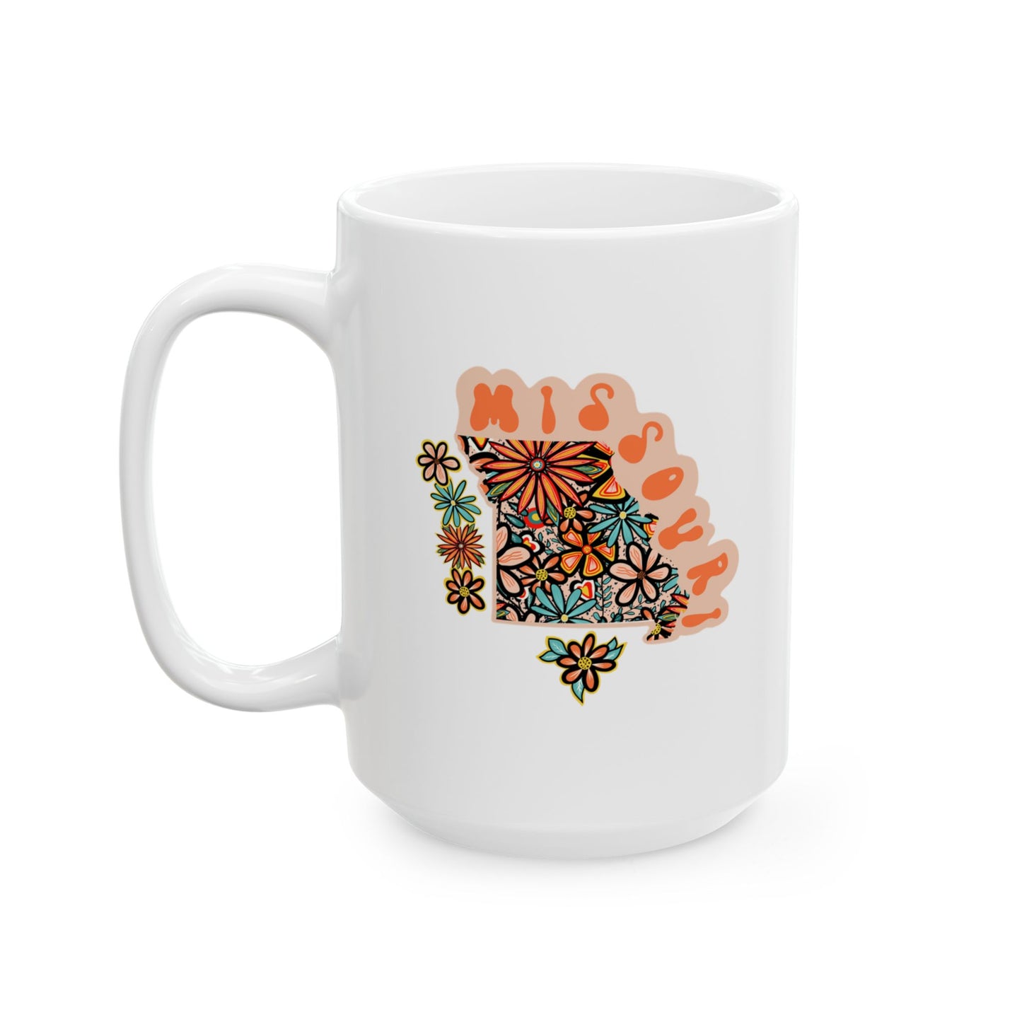 Retro 70s Flowers Missouri Ceramic Mug 11 oz and 15 oz