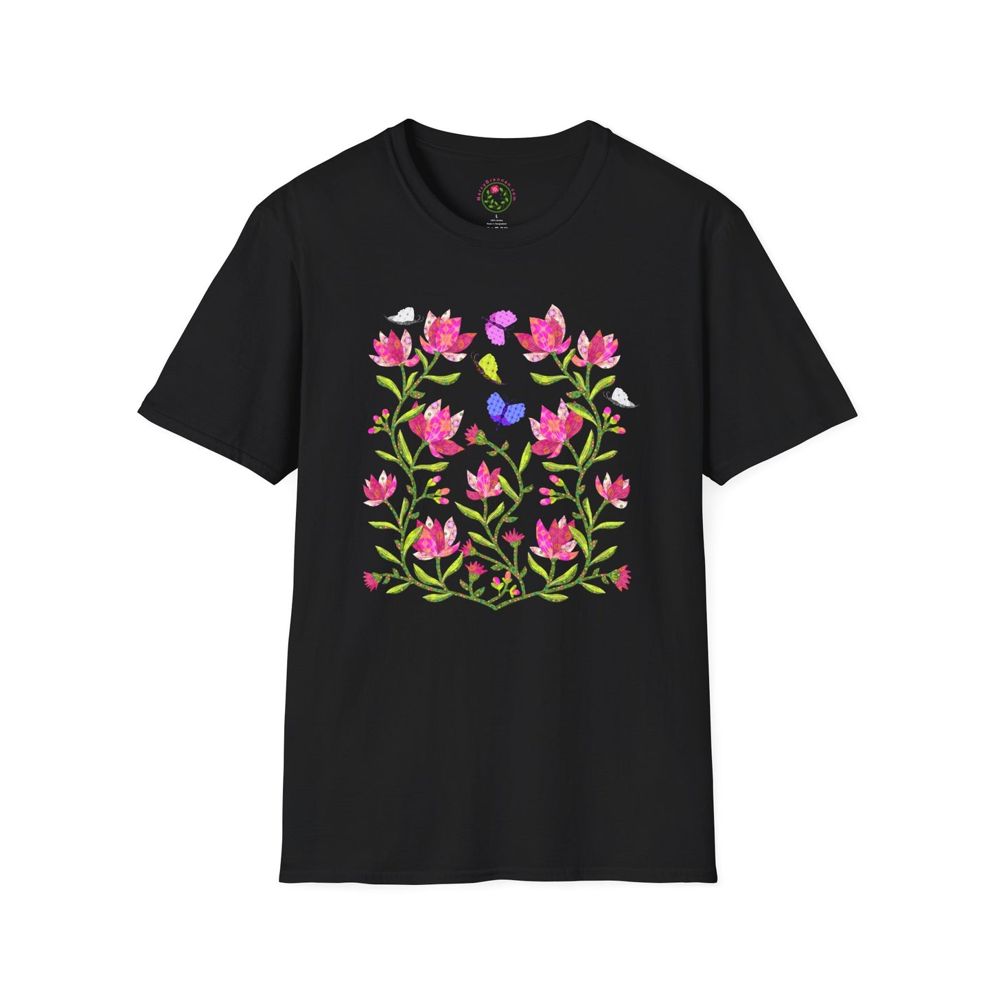Pink Magnolias and Butterflies Collage Softstyle T-Shirt