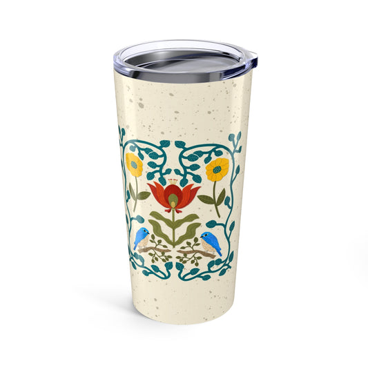 Scandi Birds and Flowers Tumbler
