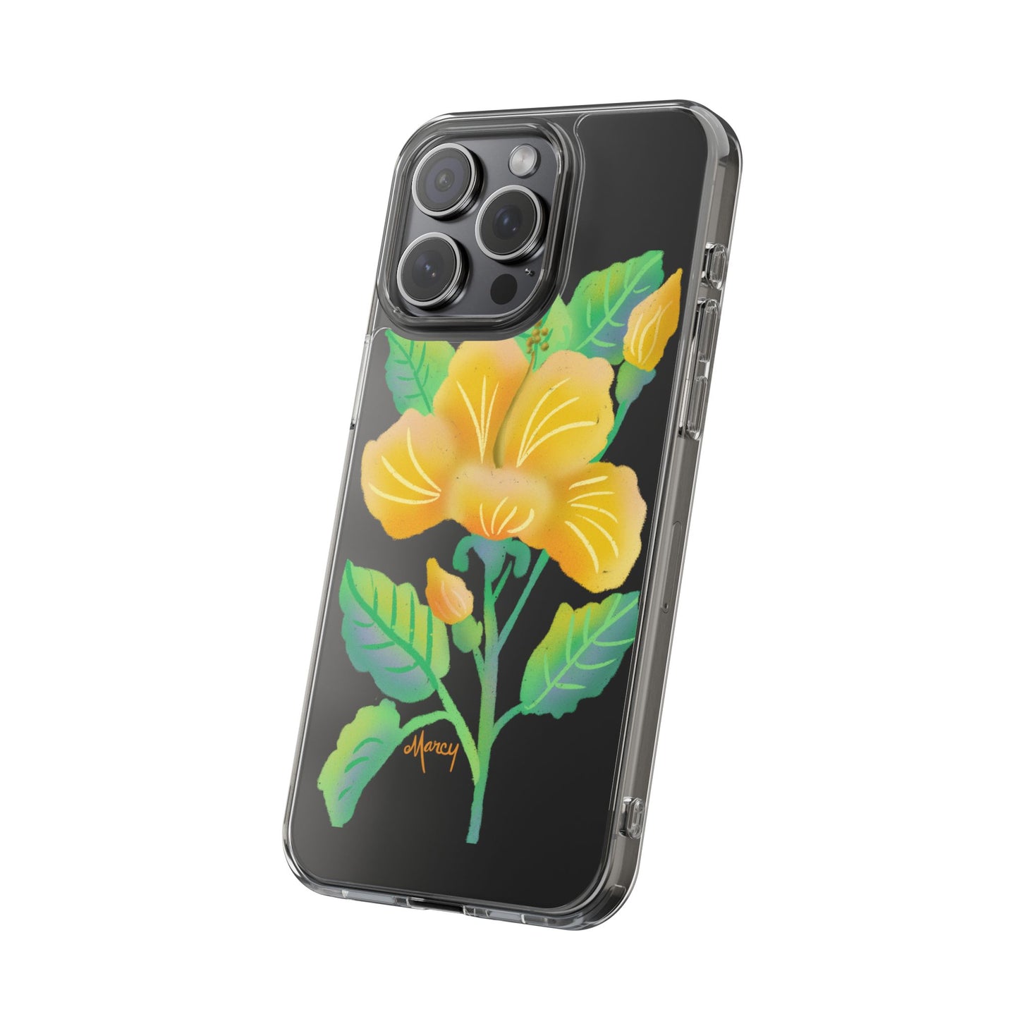 Yellow Hibiscus Blossom Clear Cases