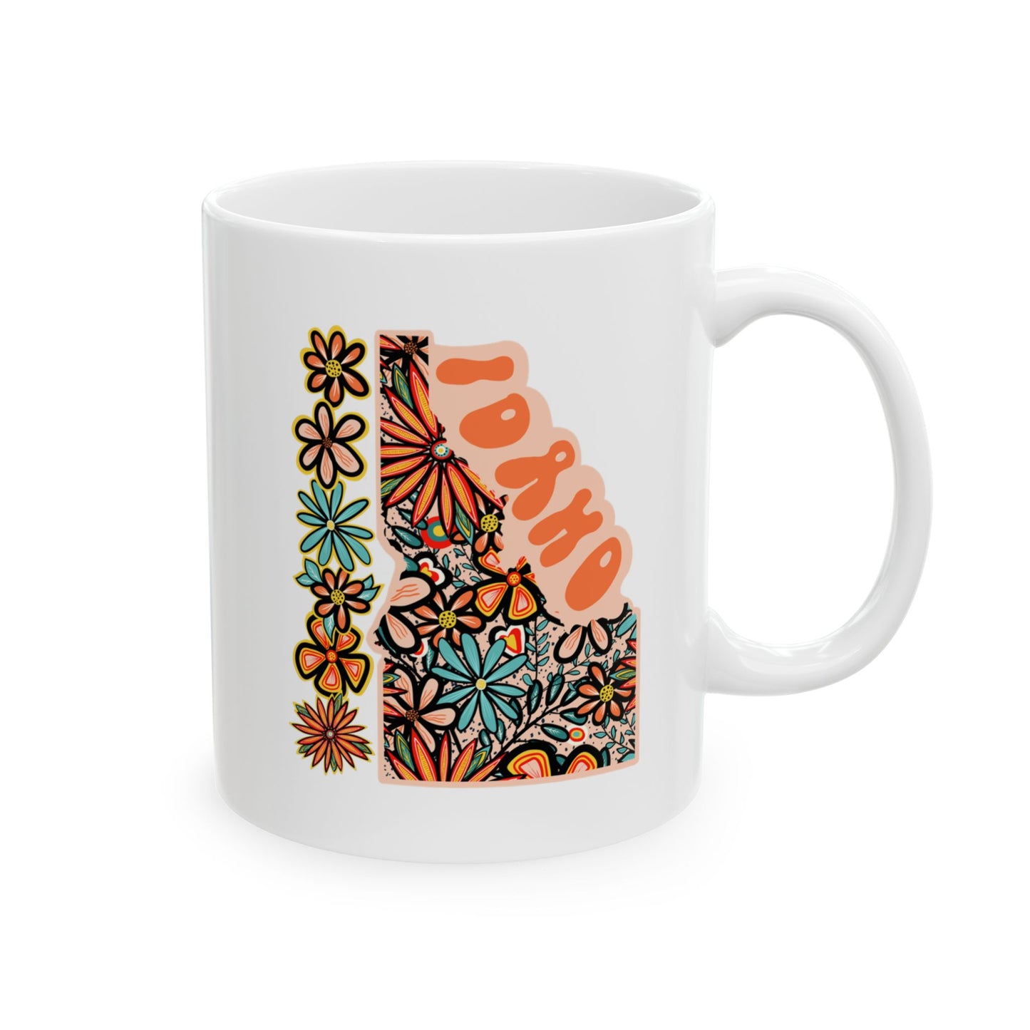 Retro 70s Flowers Idaho Ceramic Mug 11 oz and 15 oz