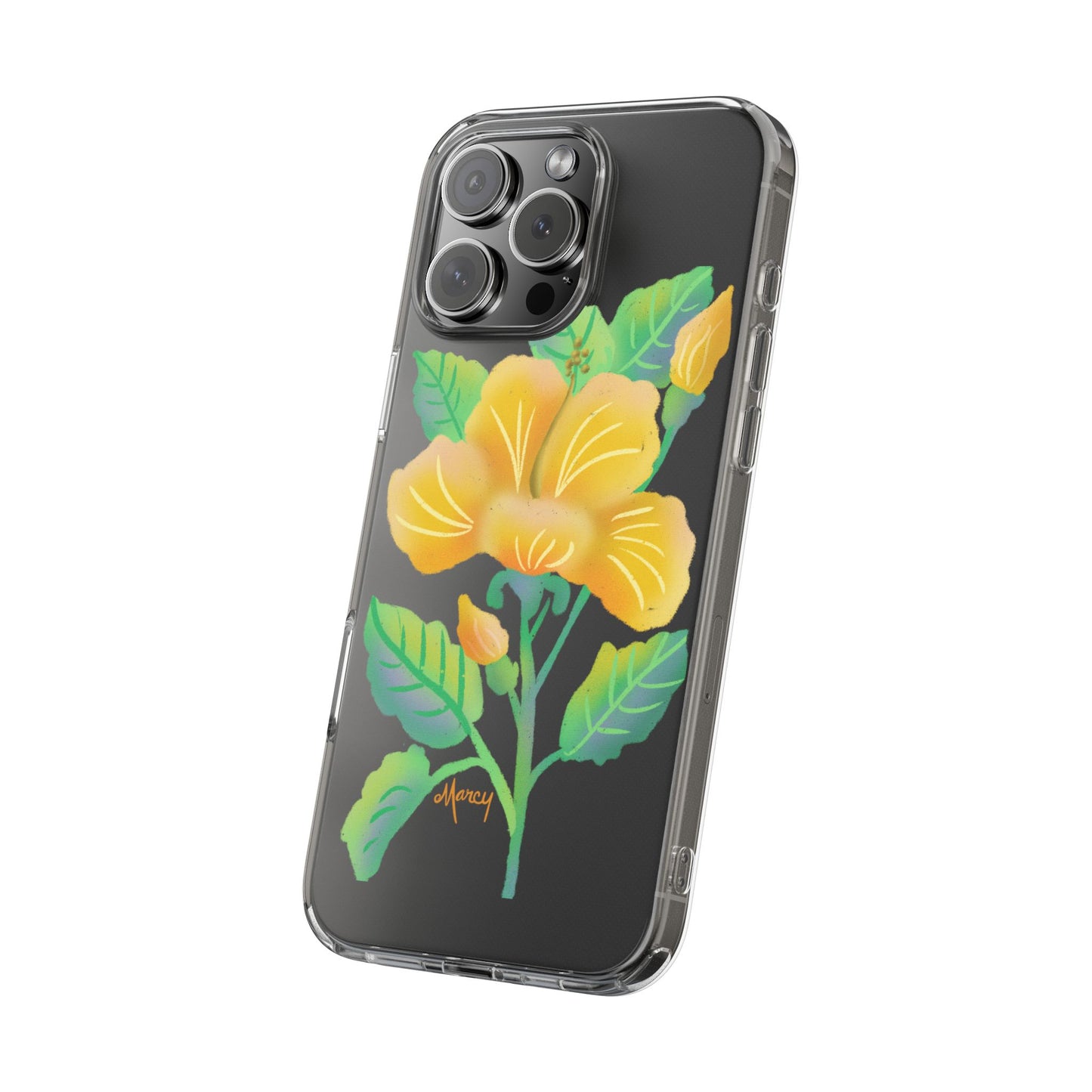 Yellow Hibiscus Blossom Clear Cases