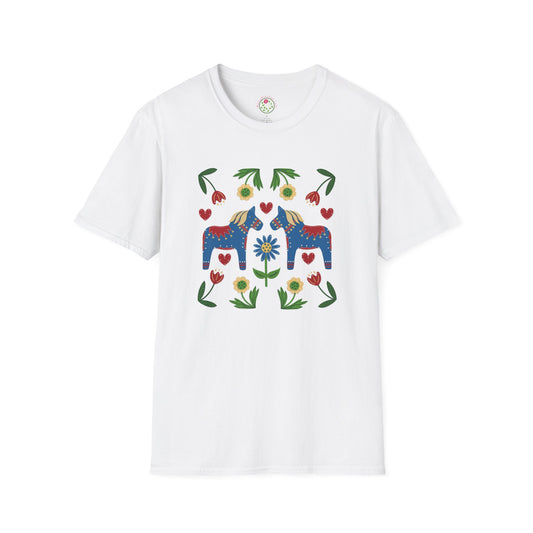 Swedish Folk Art Dala Horse Softstyle T-Shirt