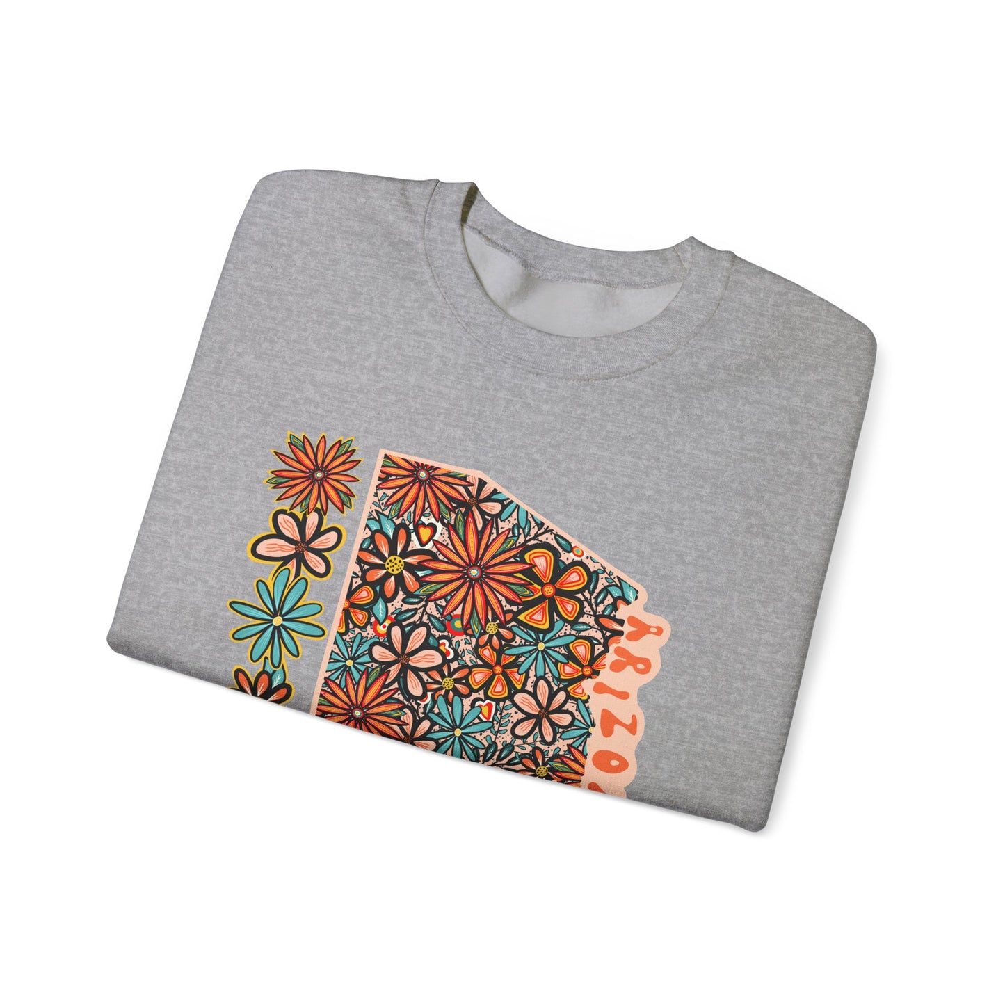 Retro 70s Flowers Arizona State Design — Heavy Blend™ Crewneck Sweatshirt