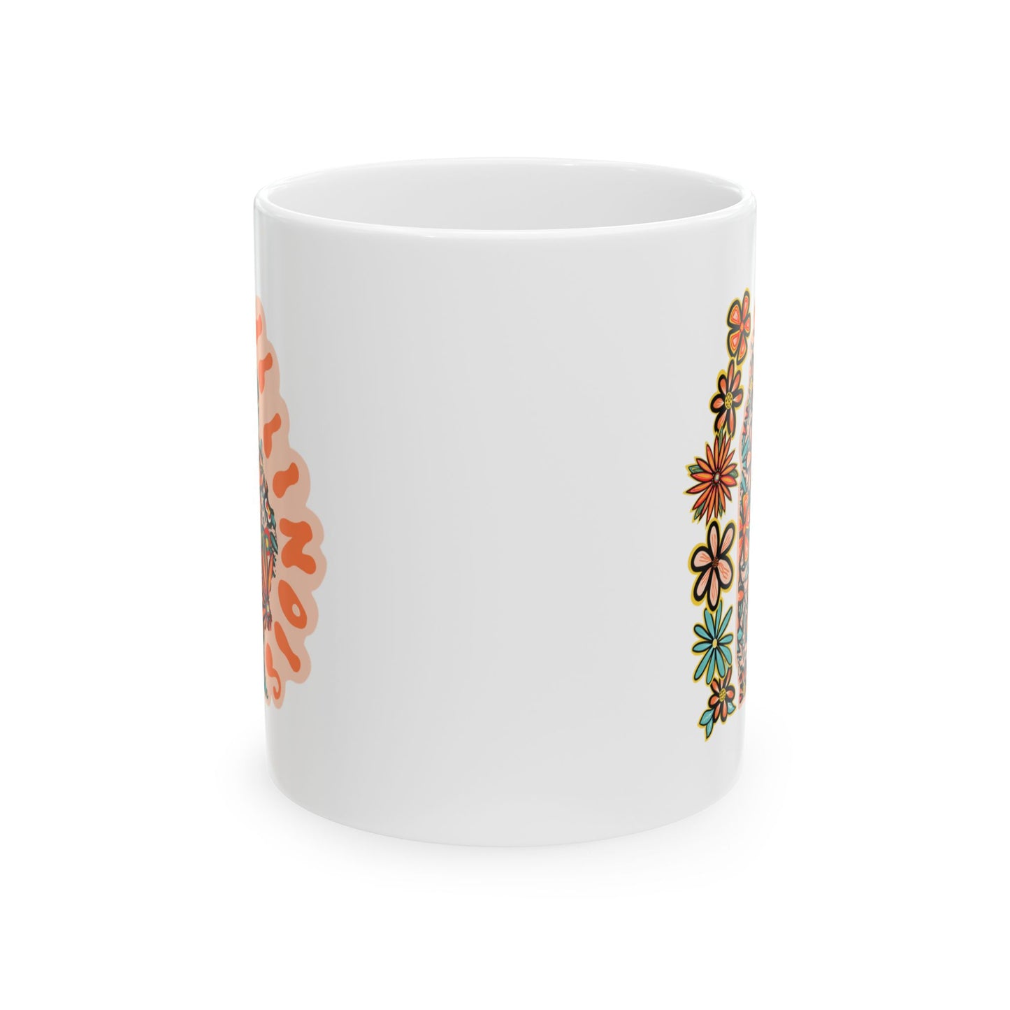 Retro 70s Flowers Illinois Ceramic Mug 11 oz and 15 oz