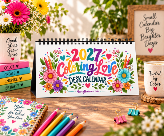 2027 Coloring Love Desk Calendar | Colorist Gift | Adult Coloring Love | Coloring Enthusiast Gift | Colorful Desk Decor