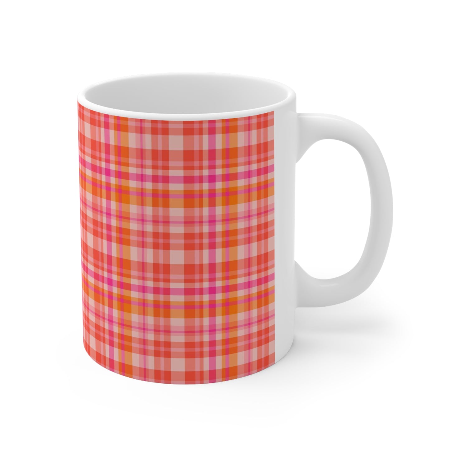 Pink Sunset Plaid Ceramic Mug 11oz