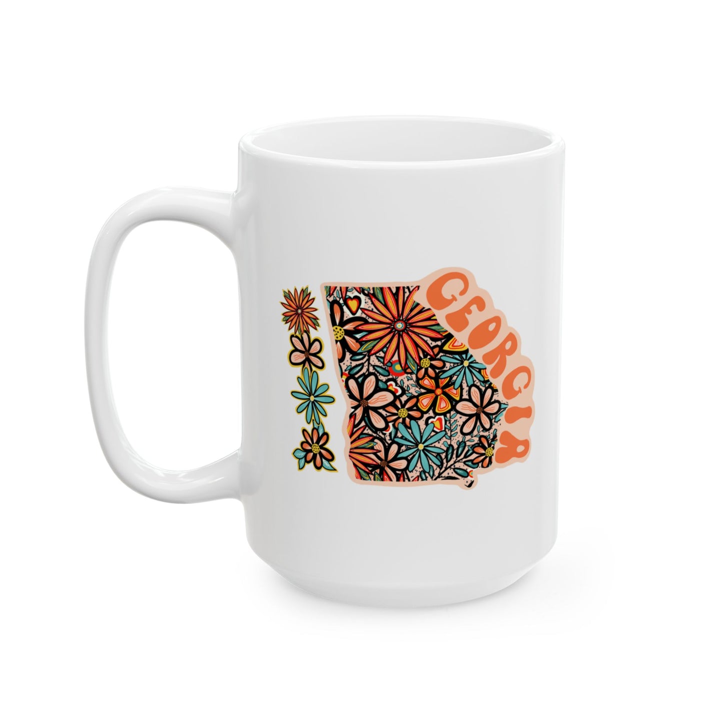 Retro 70s Flowers Georgia Ceramic Mug 11 oz and 15 oz