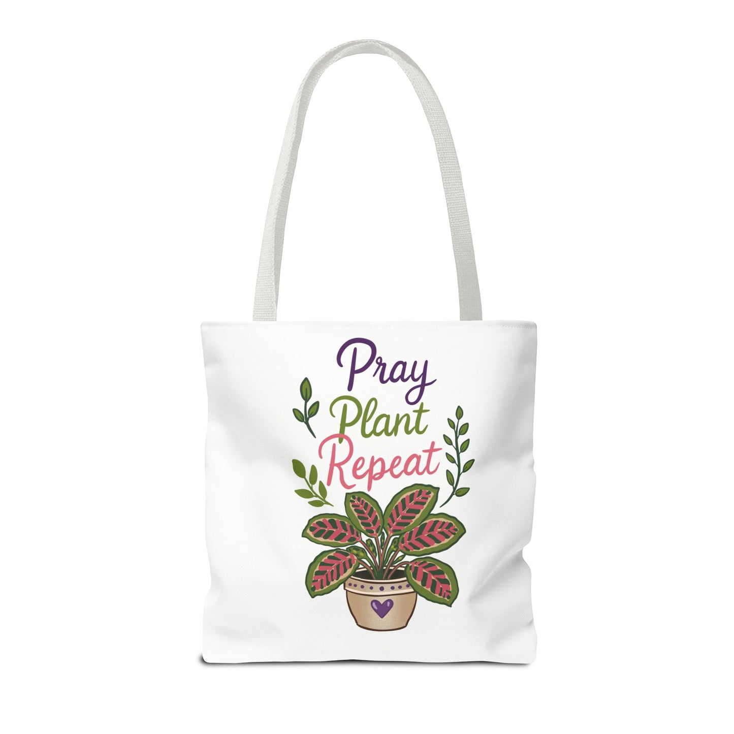 Pray Plant Repeat Tote Bag – Botanical Faith Canvas Shopper