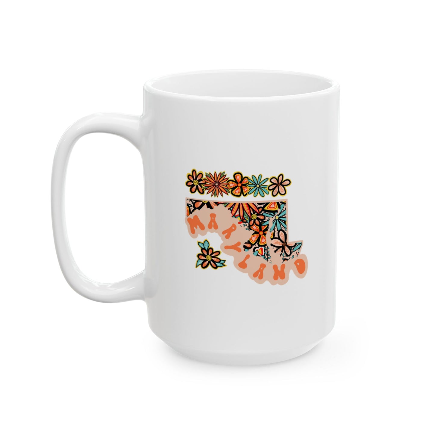 Retro 70s Flowers Maryland Ceramic Mug 11 oz and 15 oz