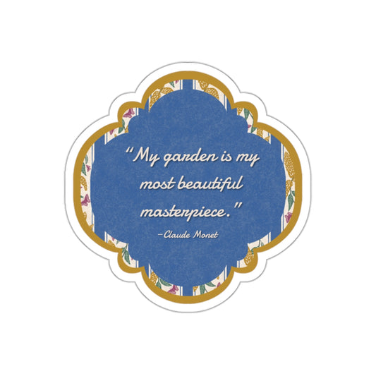 Goldenrod and Butterflies with Monet Quote Die Cut Sticker