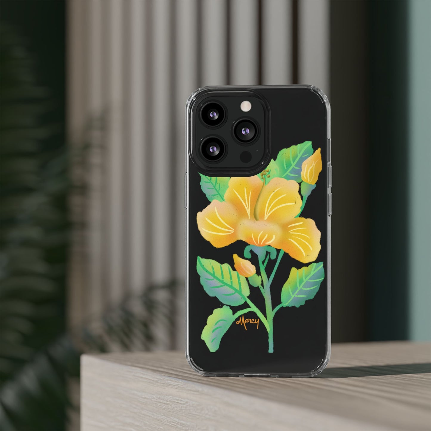 Yellow Hibiscus Blossom Clear Cases