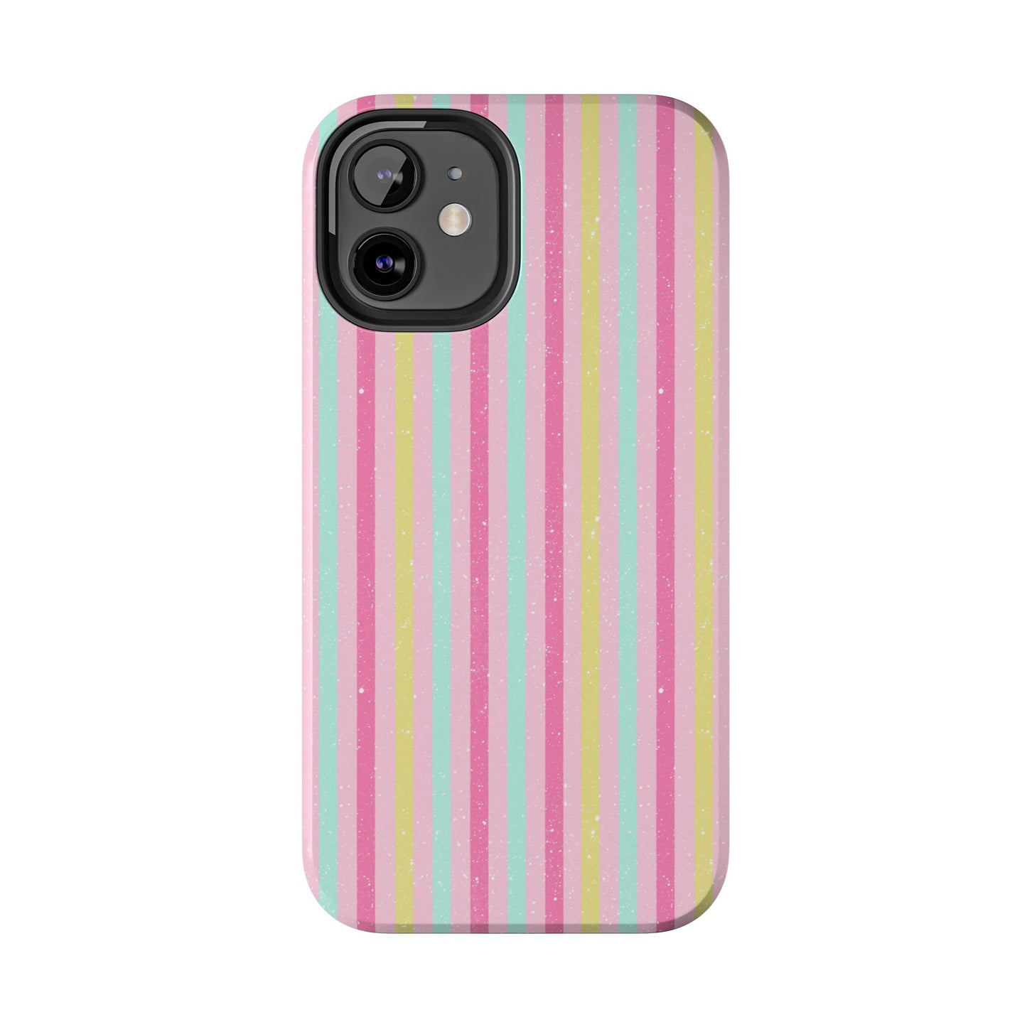 Pastel Christmas Stripes on Pink Tough Phone Cases