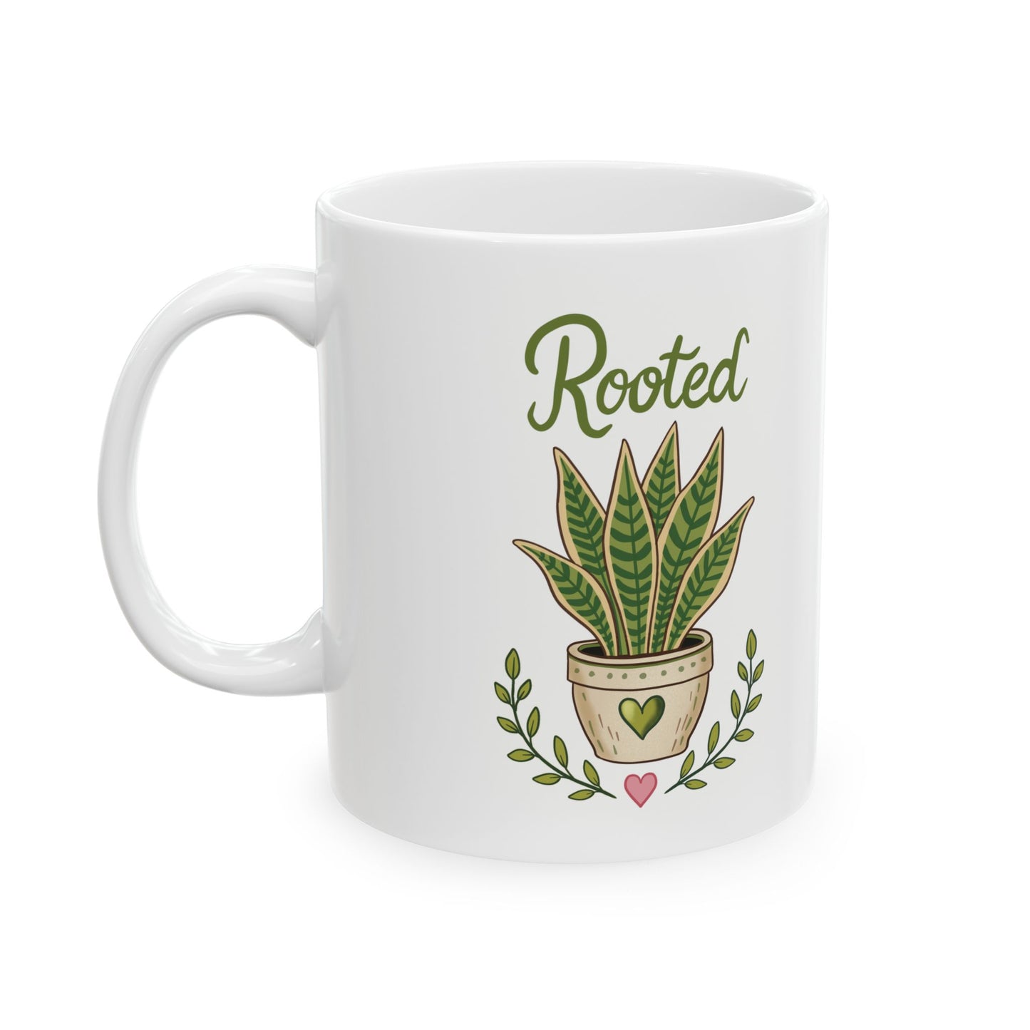Plant Lover Ceramic Mug – 'Rooted' Potted Succulent Coffee Cup (11oz & 15oz)