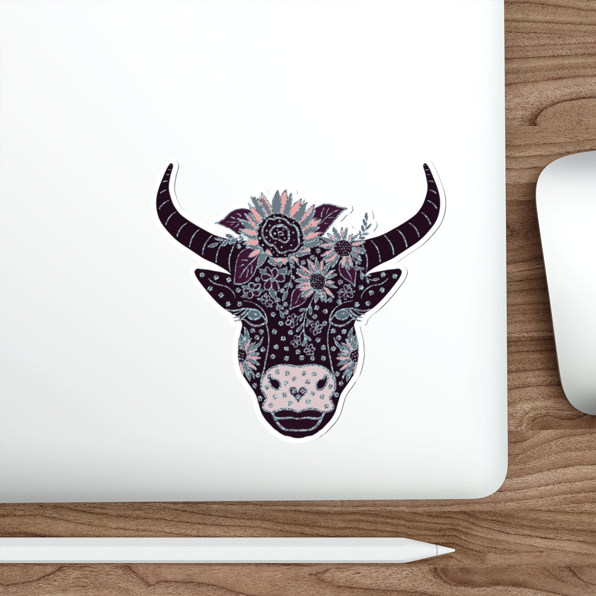 Floral Cow Ellie Die-Cut Sticker