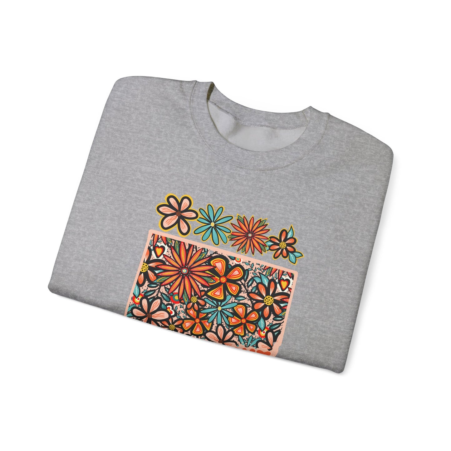 Retro 70s Flowers Connecticut State Design — Heavy Blend™ Crewneck Sweatshirt