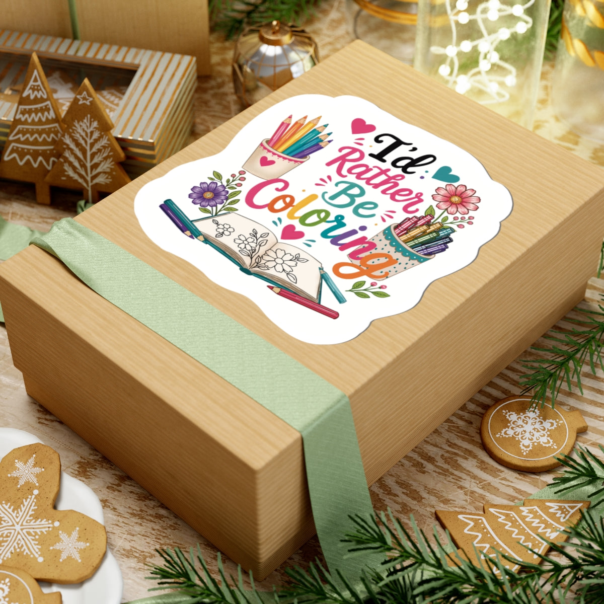 I'd Rather Be Coloring Sticker — Cute Coloring Book & Pencil Laptop Decal for Artists, Teachers, Kids