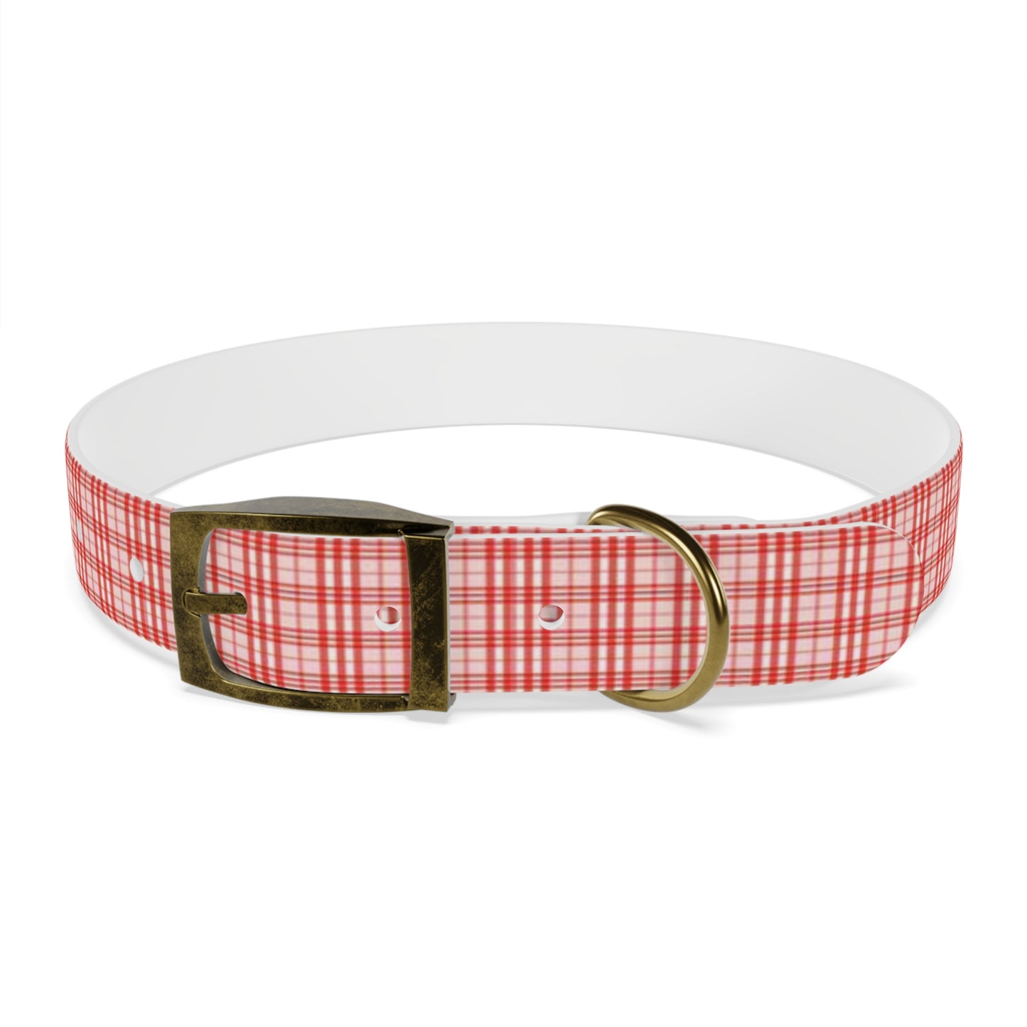 Red and White Plaid Dog Collar