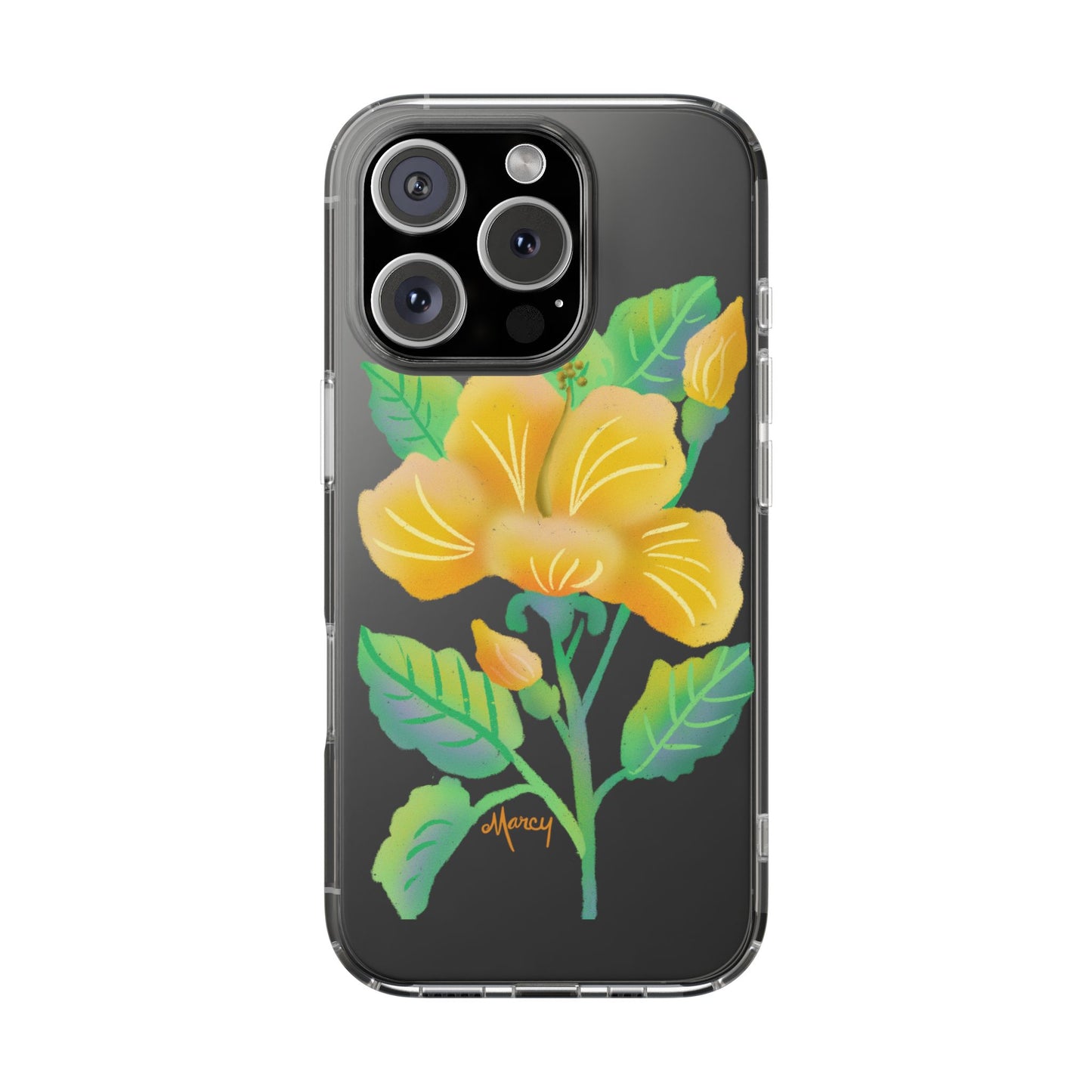 Yellow Hibiscus Blossom Clear Cases