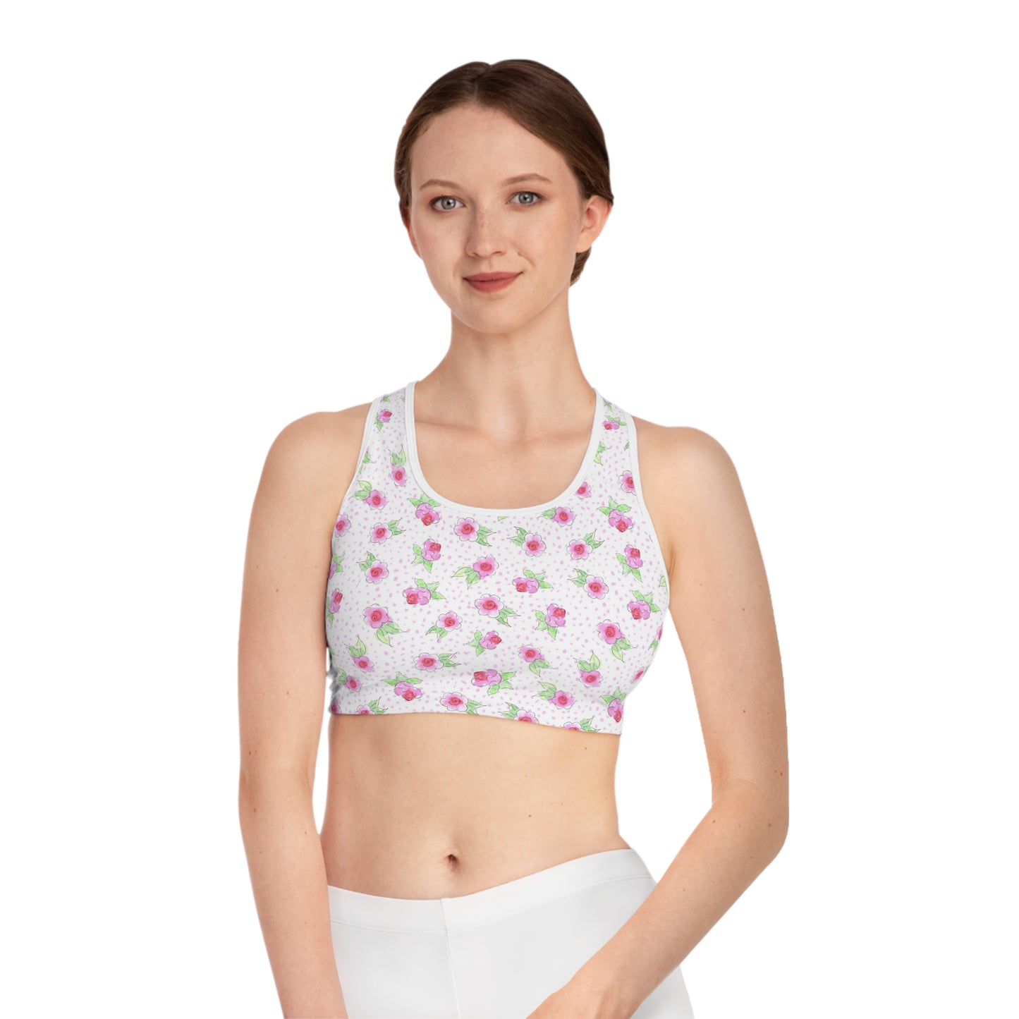 Maria’s Pink Roses Sports Bra