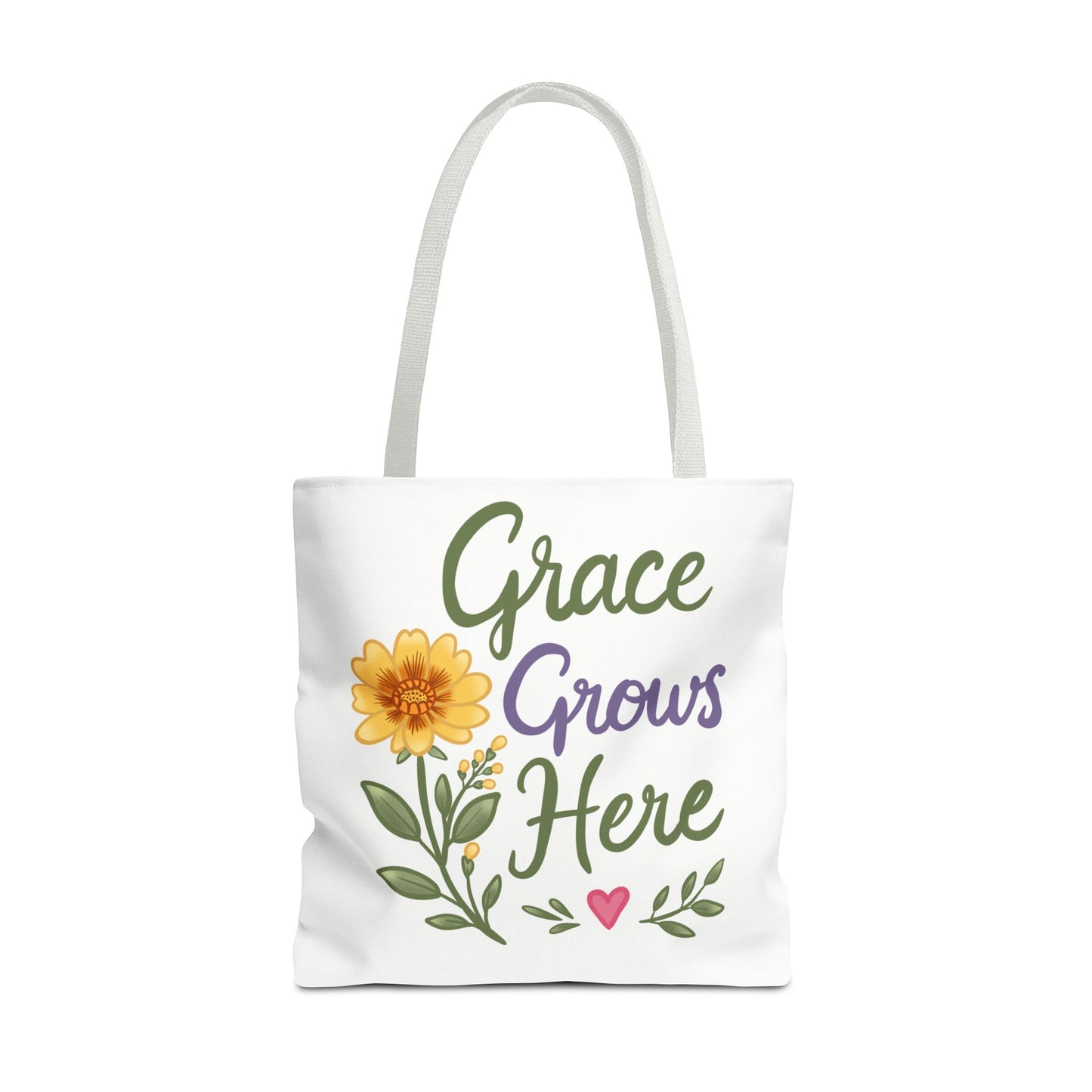 Grace Grows Here Tote - Floral Inspirational Canvas Bag