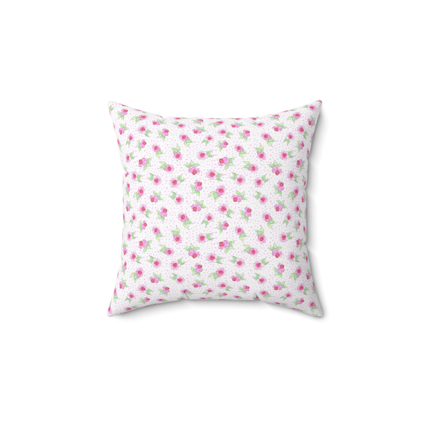 Maria’s Pink Roses Spun Polyester Square Pillow